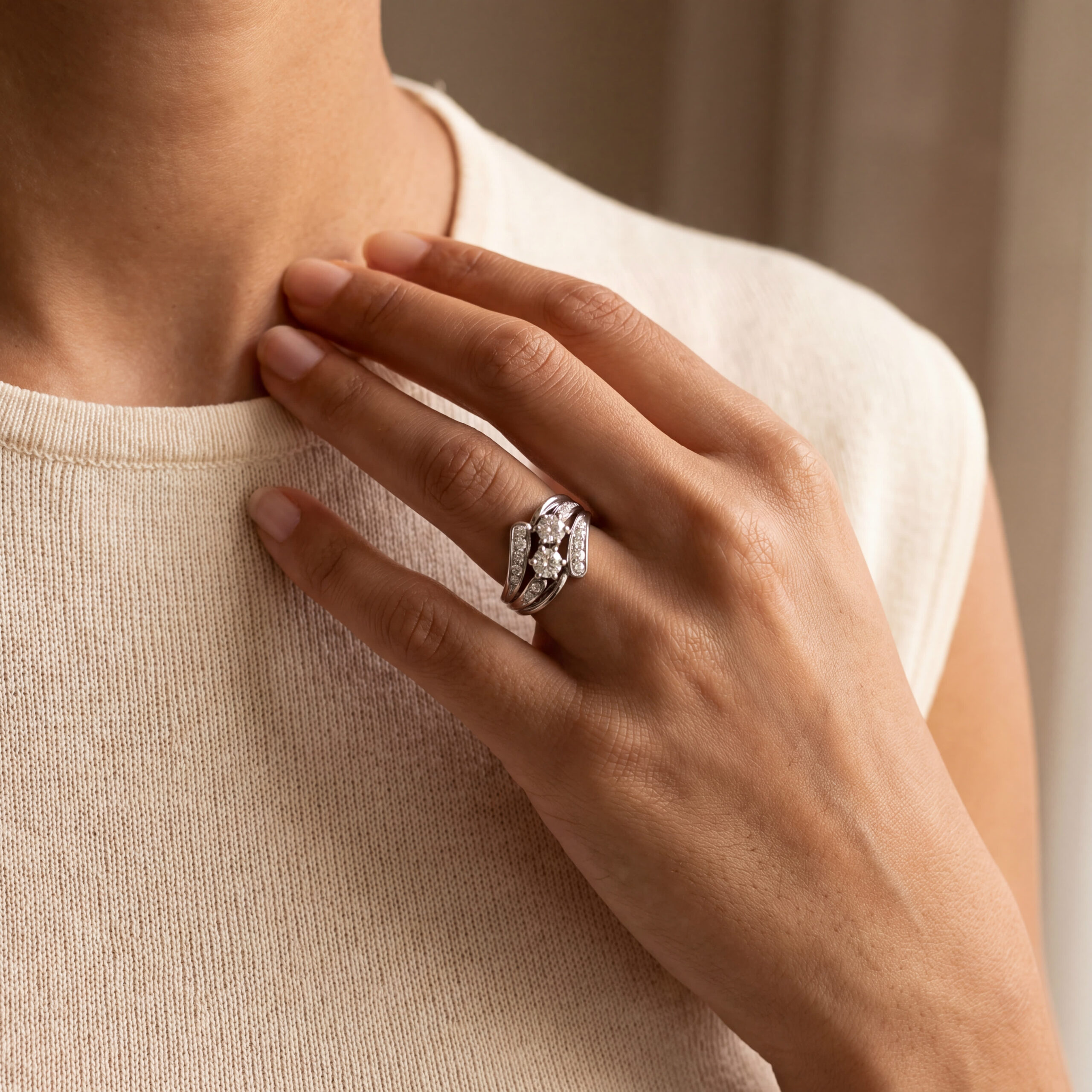"Back in Infinity" altschliff Vintage Ring in Platin mit Brillant - Juwelier Steiger