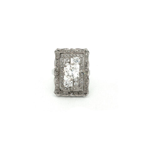 "Berlin Lights" - Spektakulärer Art Déco Ring aus 14kt Weißgold mit Diamanten zus. ca. 1,80ct