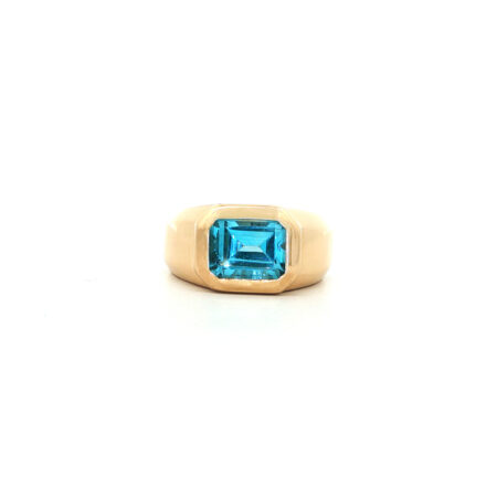 "Blue Lagoon" - Vintage Ring in 14kt Gelbgold mit Blautopas - Juwelier Steiger