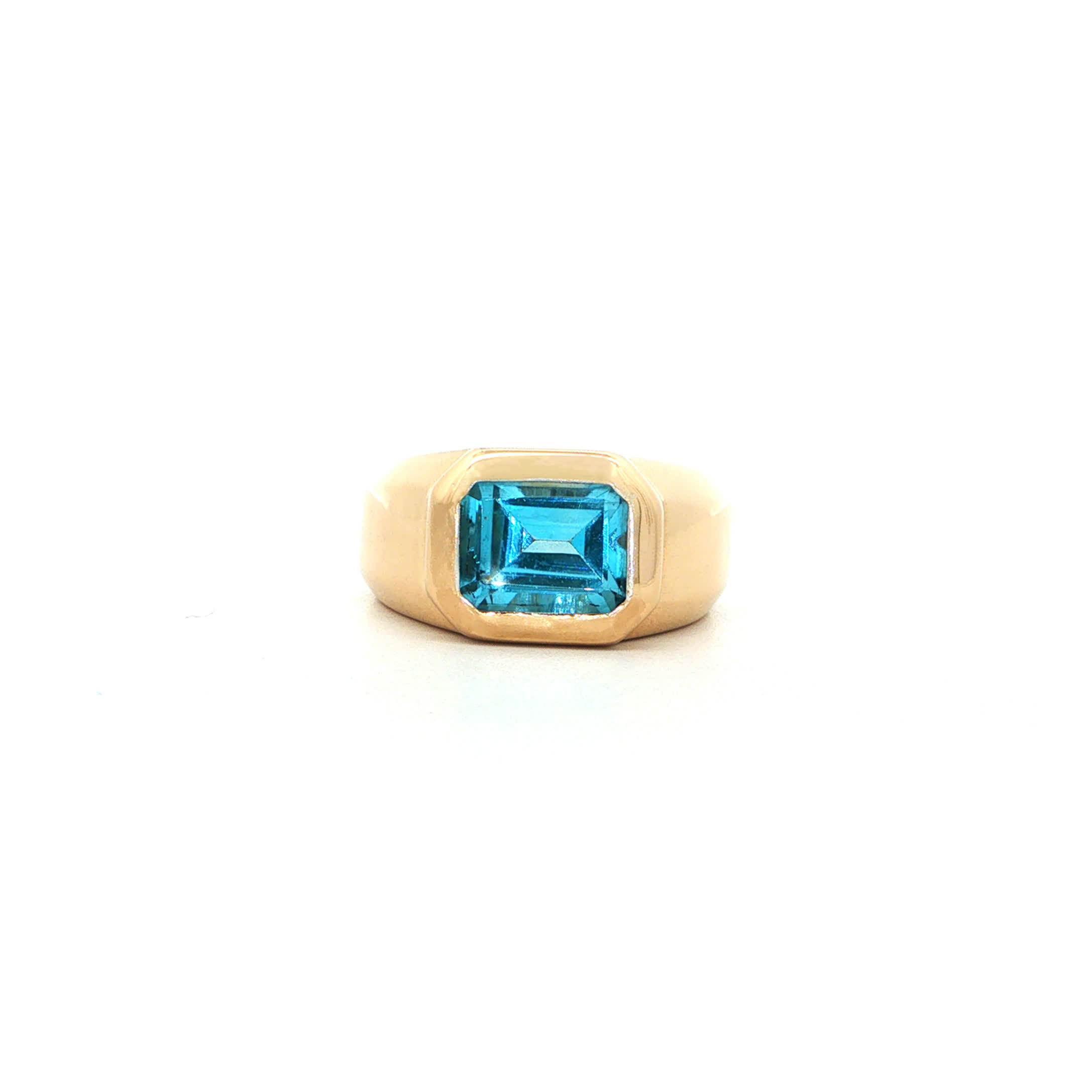 "Blue Lagoon" - Vintage Ring in 14kt Gelbgold mit Blautopas - Juwelier Steiger