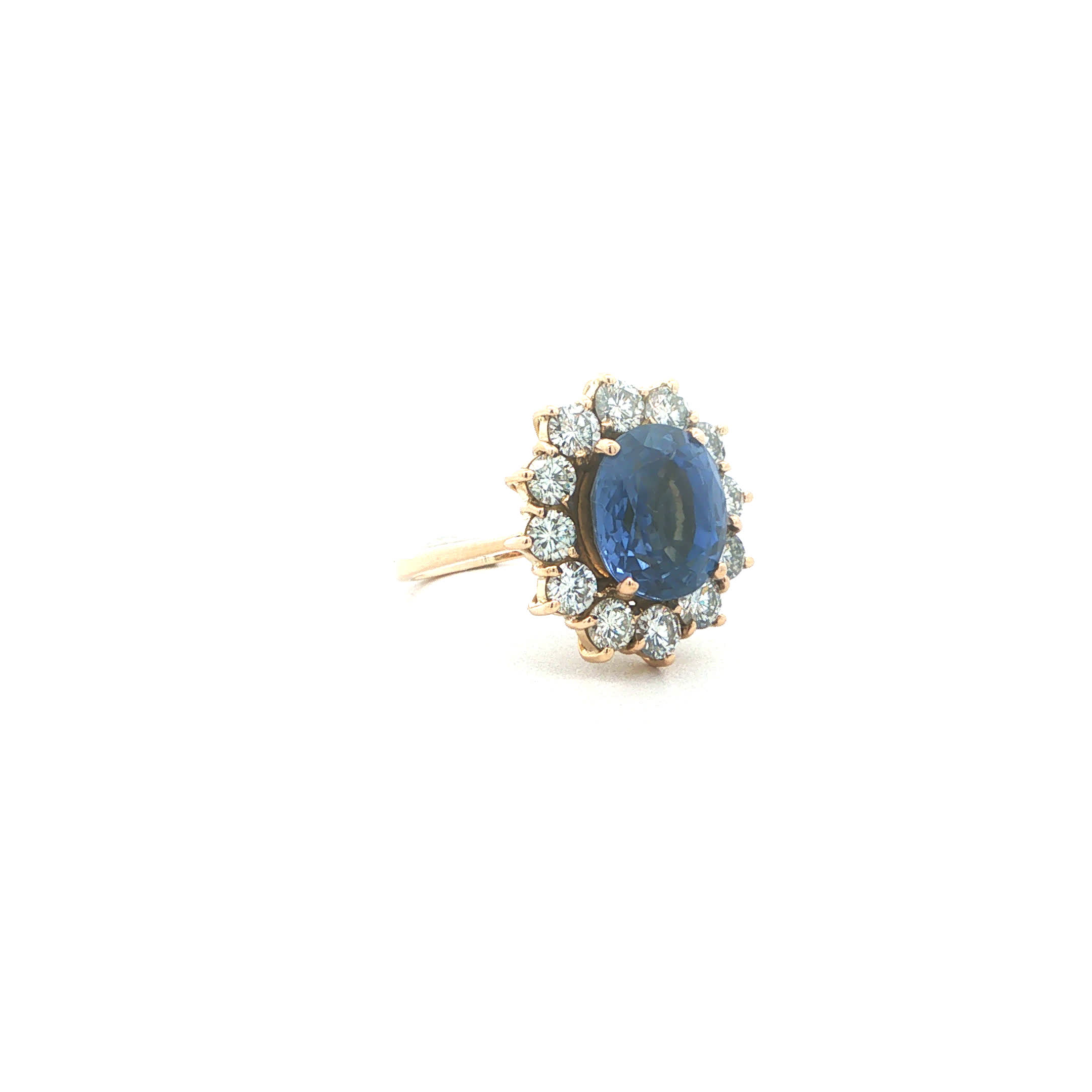 "Blue Romance" - Vintage Ring in 18kt Gelbgold mit blauem Saphir & Brillanten - Juwelier Steiger