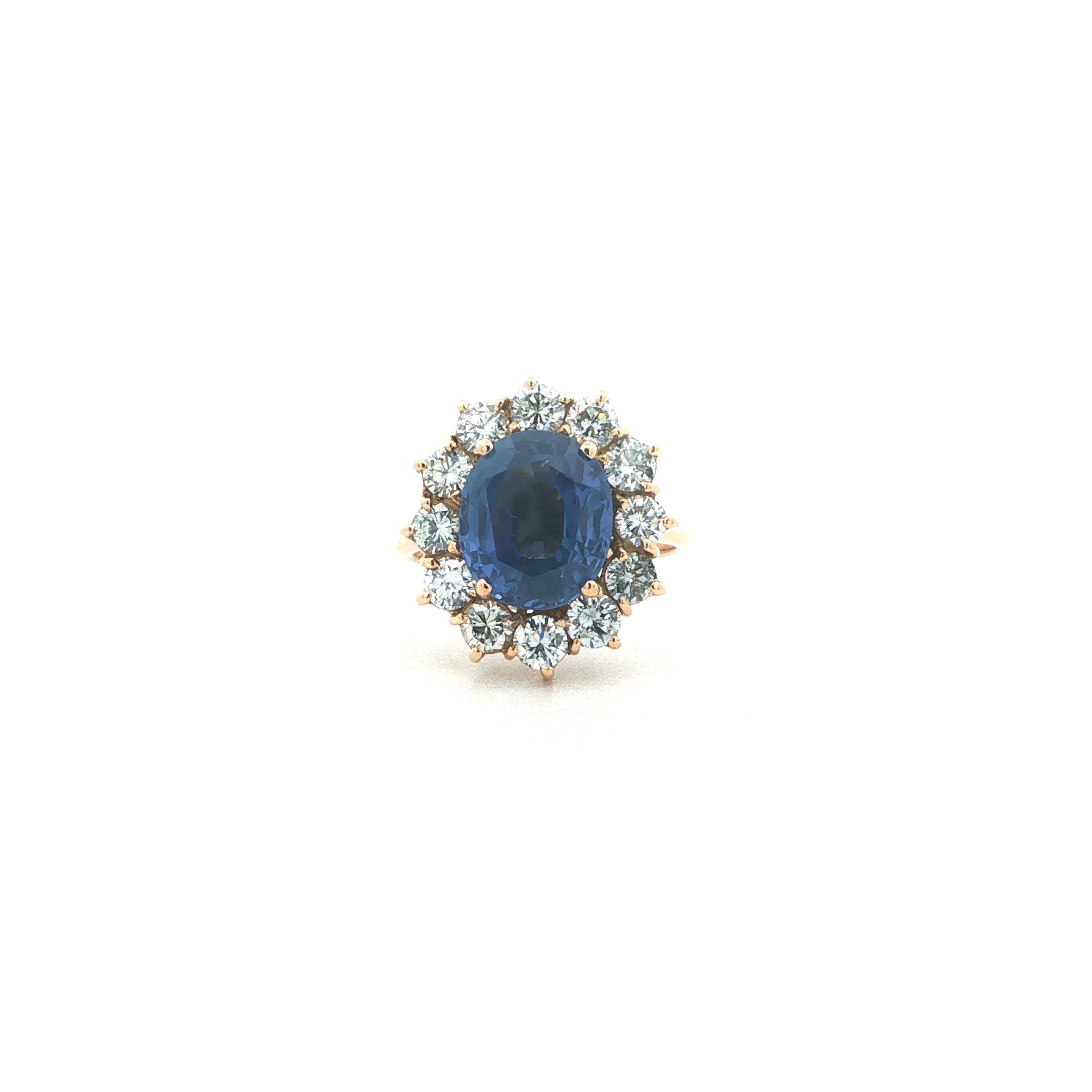"Blue Romance" - Vintage Ring in 18kt Gelbgold mit blauem Saphir & Brillanten - Juwelier Steiger