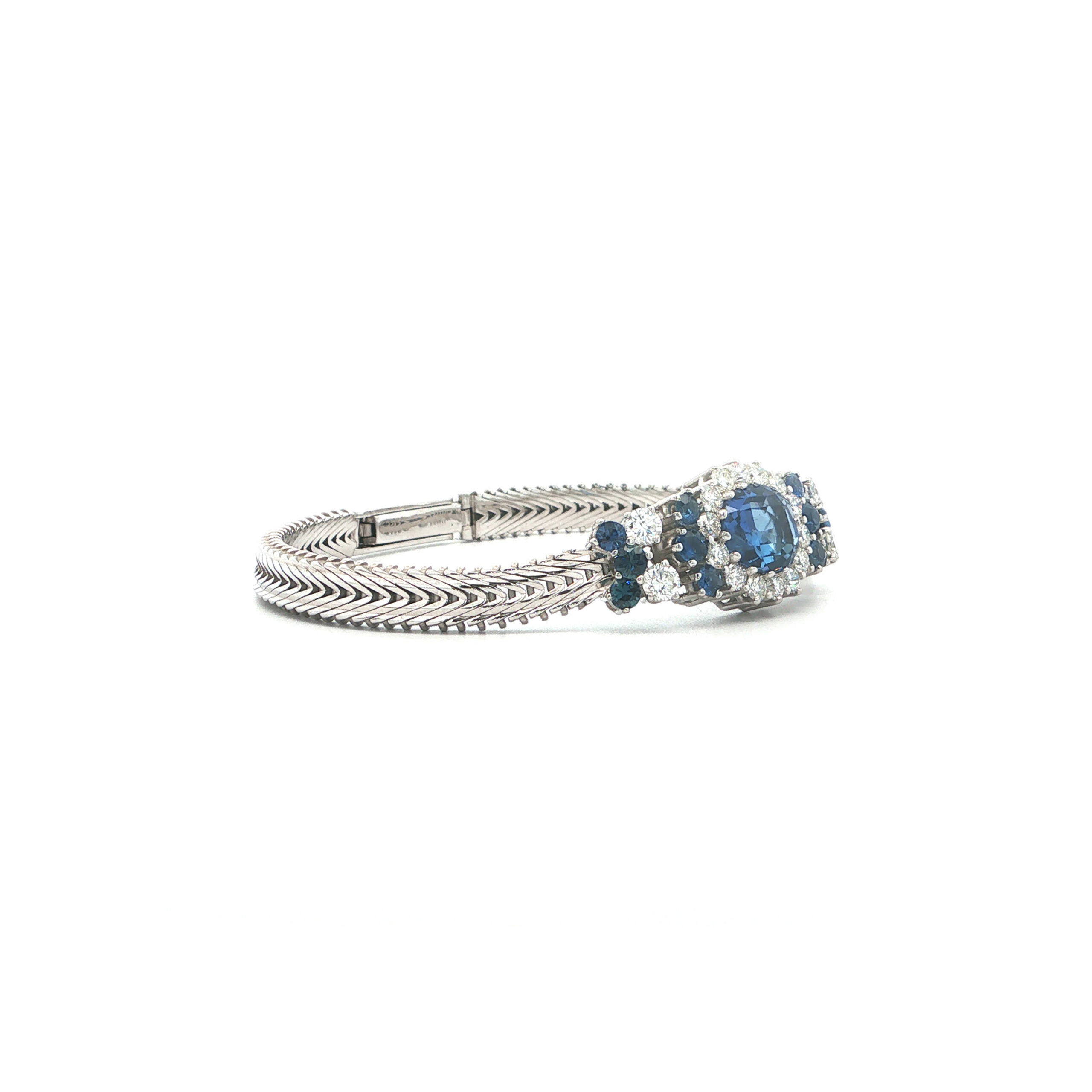 "Blue Soirée" - Vintage Armband in 18kt Weißgold mit Saphiren & Brillanten aus 750er Weißgold - Juwelier Steiger