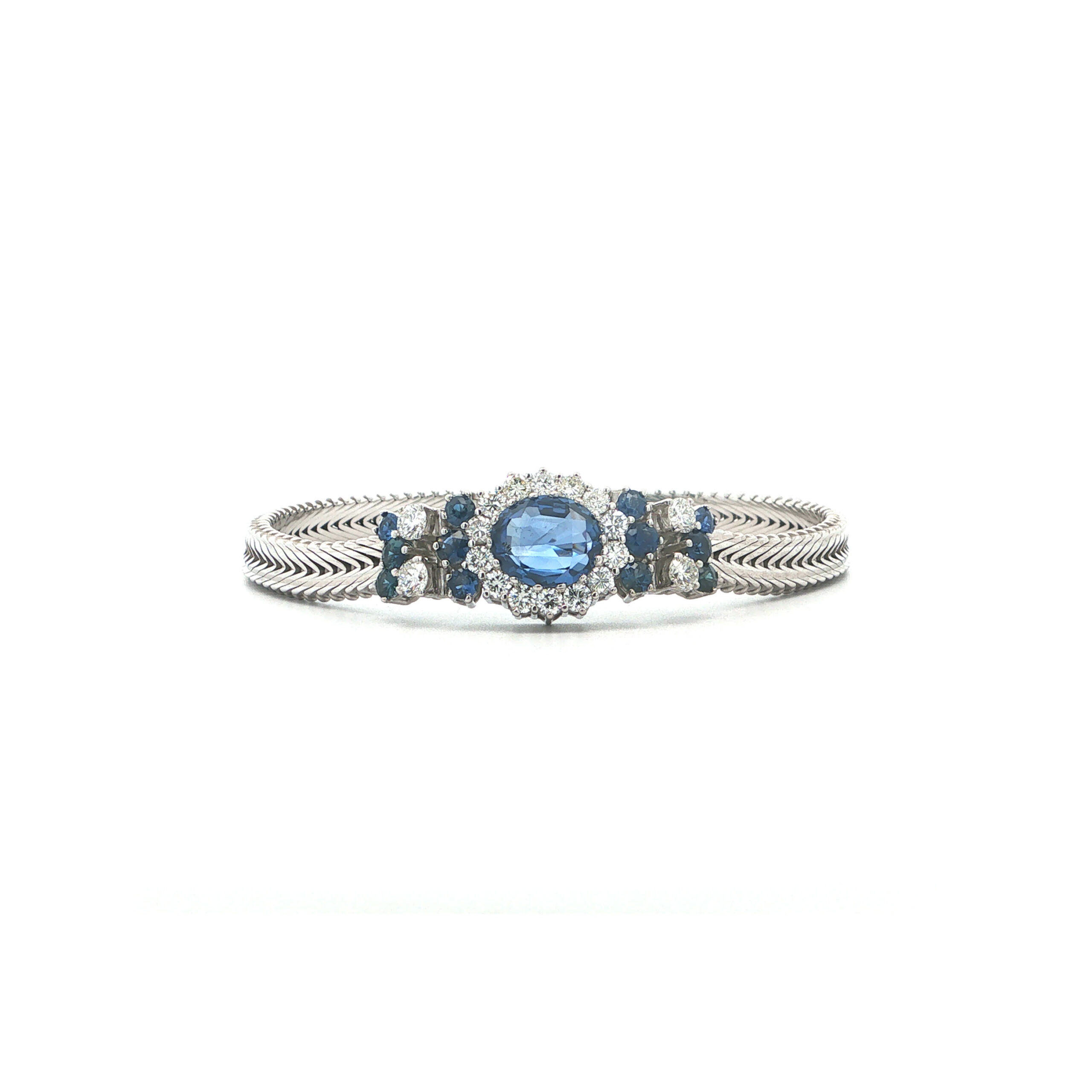 "Blue Soirée" - Vintage Armband in 18kt Weißgold mit Saphiren & Brillanten aus 750er Weißgold - Juwelier Steiger