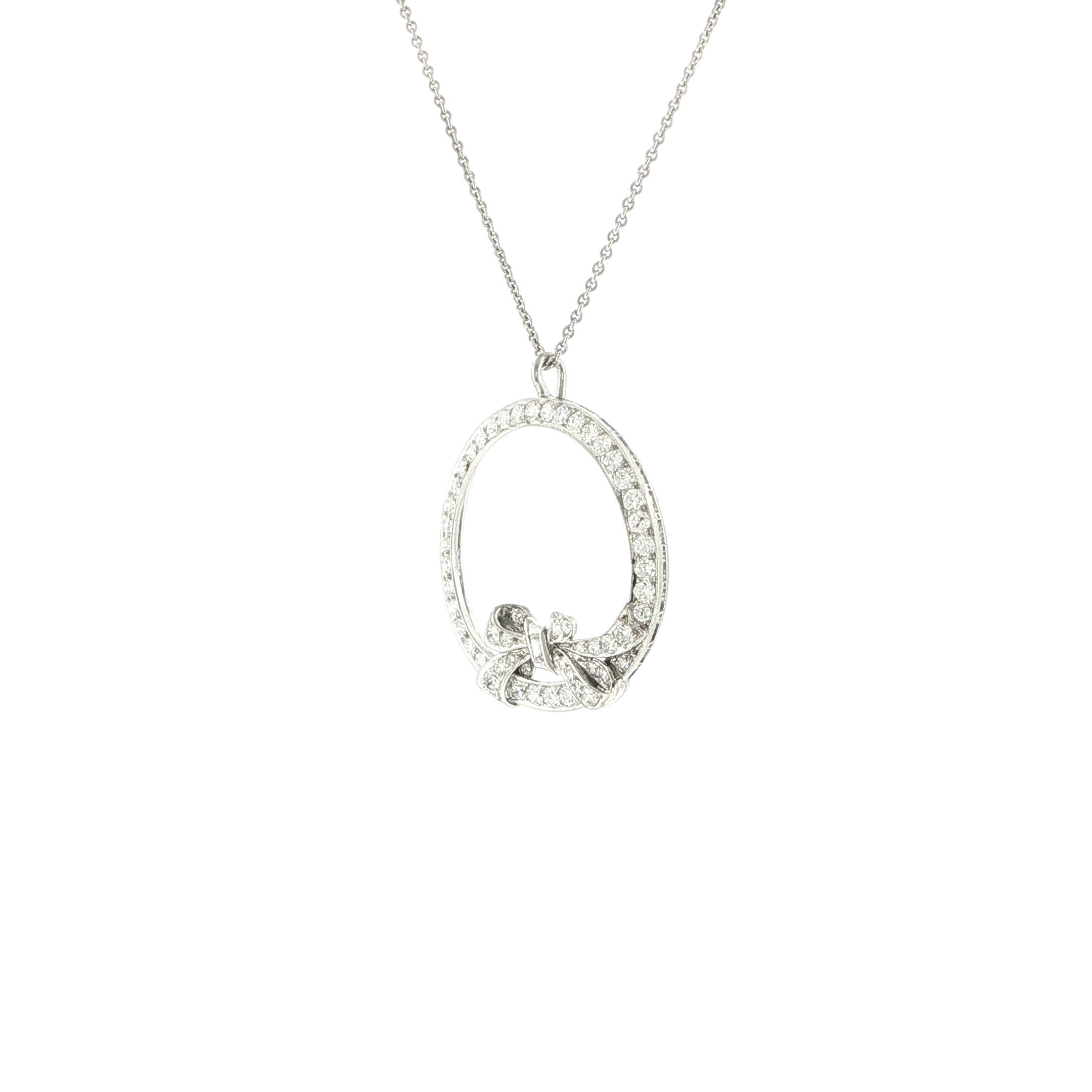 "Bow of Eternity" - Vintage Kette mit Anhänger aus Platin mit Brillanten - Juwelier Steiger