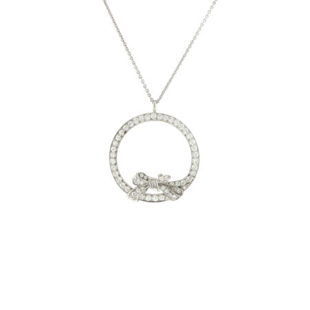 "Bow of Eternity" - Vintage Kette mit Anhänger aus Platin mit Brillanten