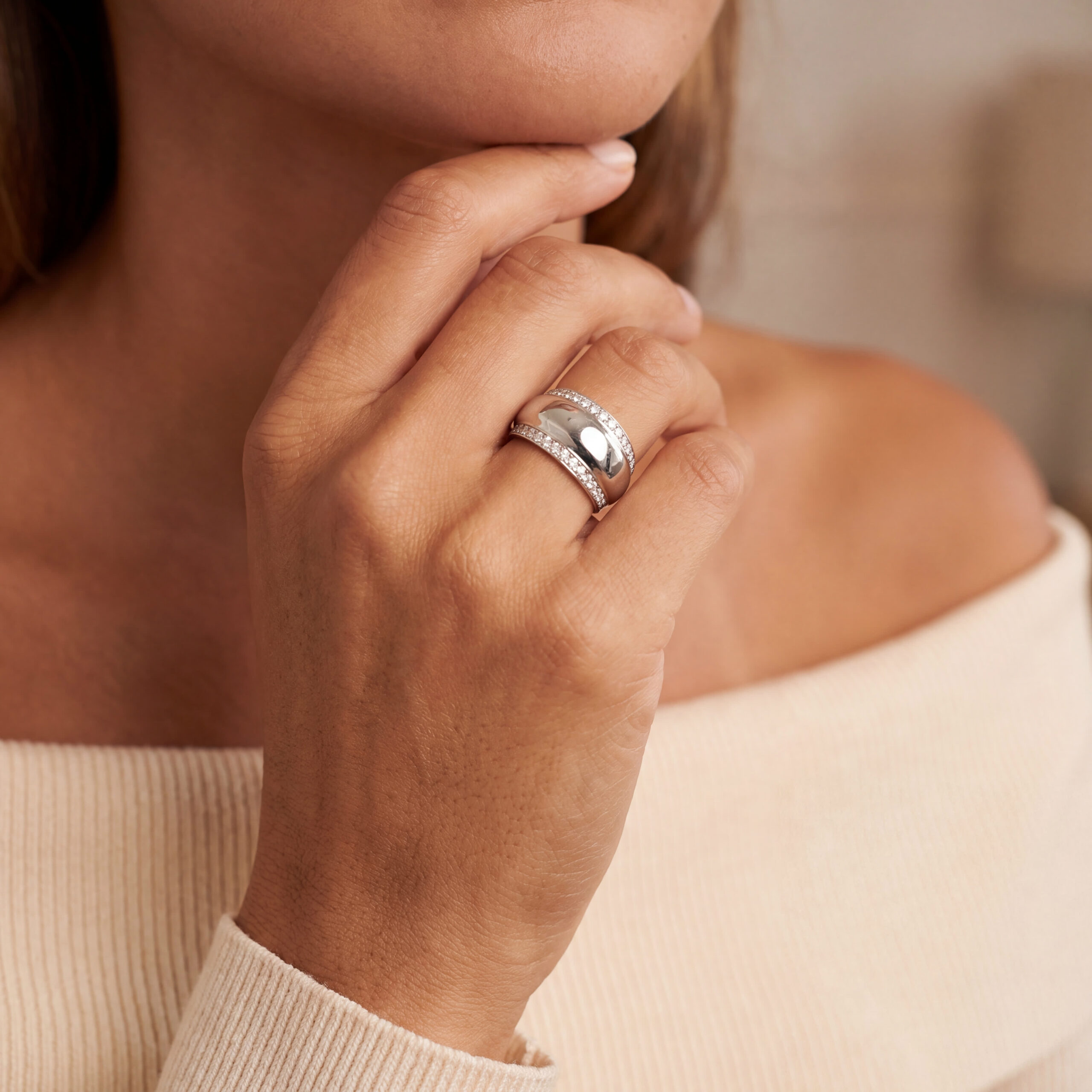 "Classic Chopard" - Vintage Ring aus 18kt Weißgold mit Brillanten - Juwelier Steiger