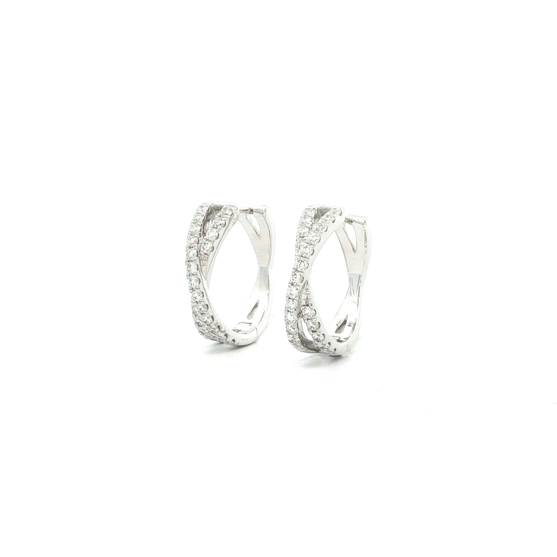 "Crossed" - Moderne Creolen 18 Karat Weißgold zus. 0,91ct Brillanten - Juwelier Steiger