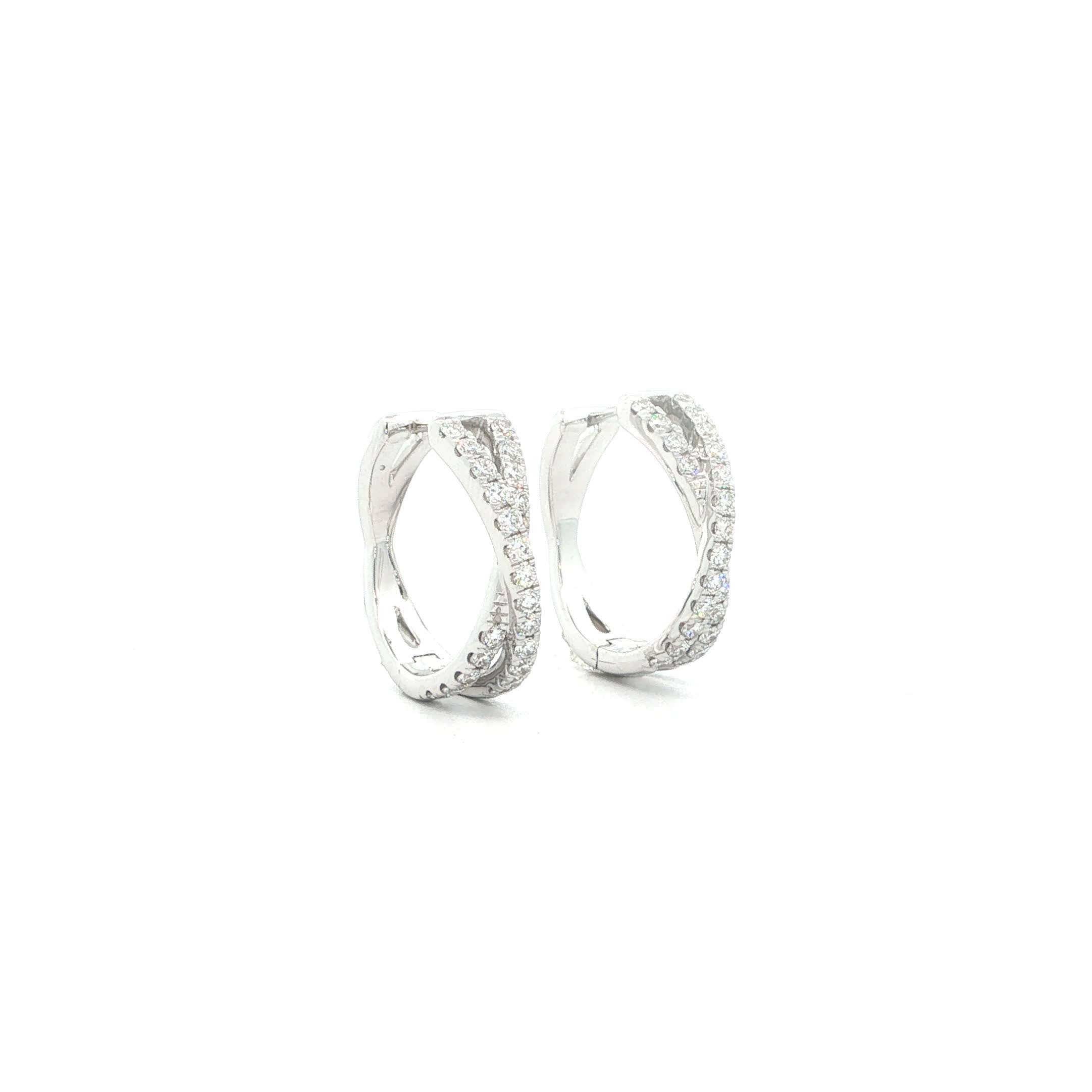 "Crossed" - Moderne Creolen 18 Karat Weißgold zus. 0,91ct Brillanten - Juwelier Steiger