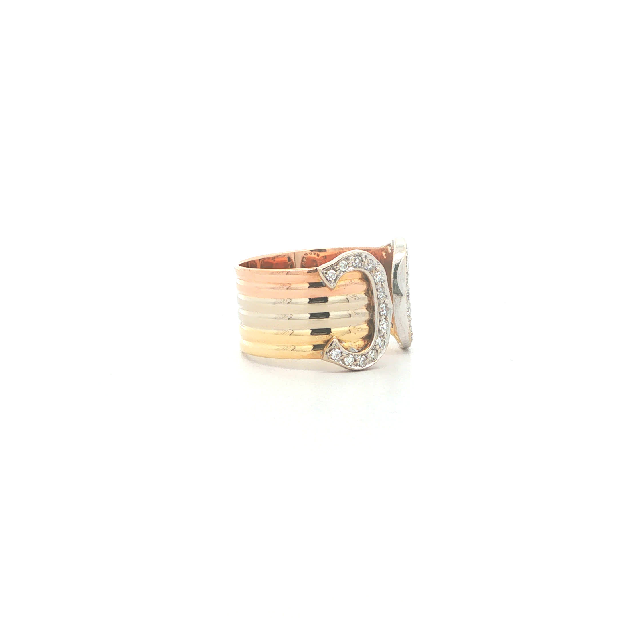 "Double C de Cartier" - Vintage Ring von Cartier in 18kt Gold mit Diamanten - Juwelier Steiger