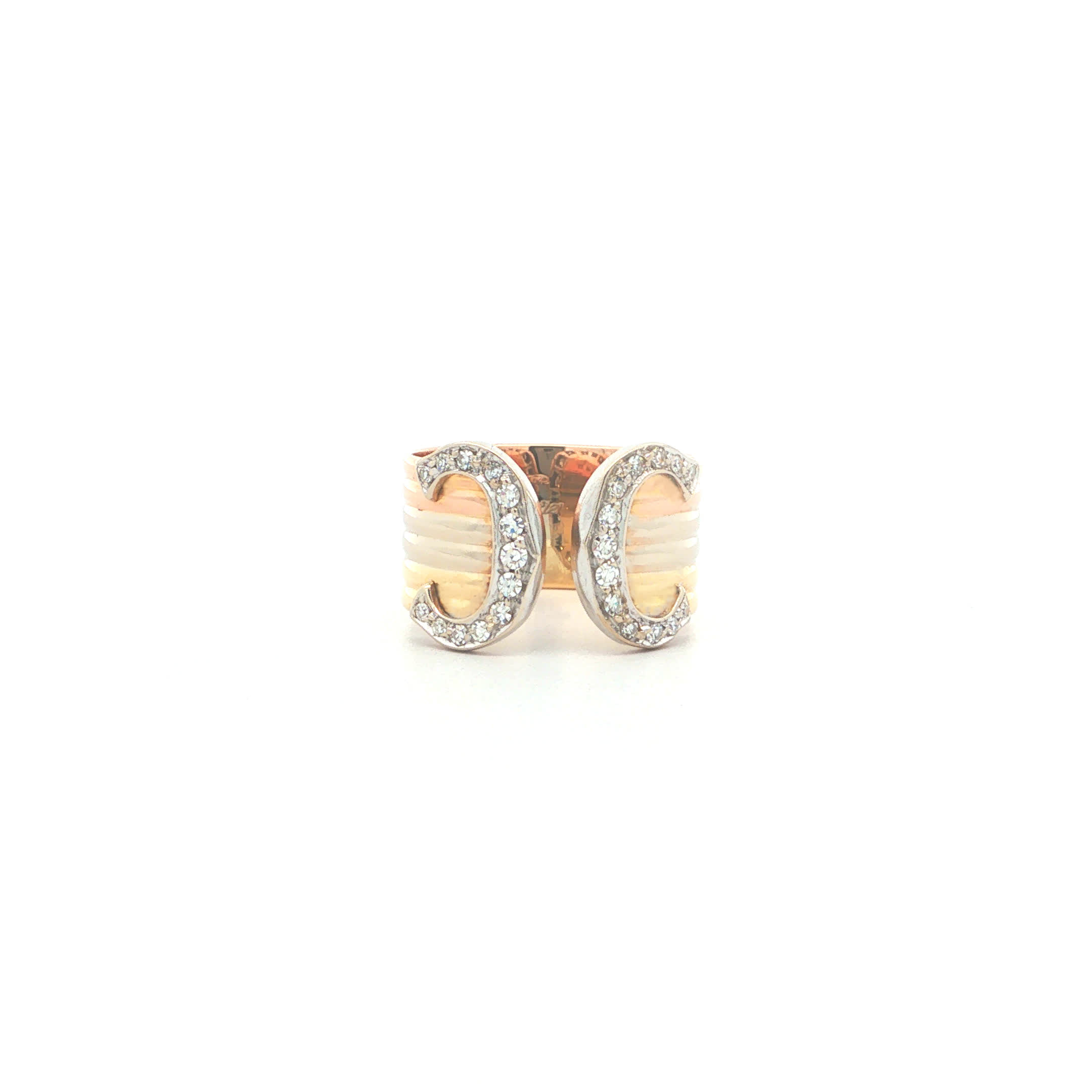 "Double C de Cartier" - Vintage Ring von Cartier in 18kt Gold mit Diamanten - Juwelier Steiger