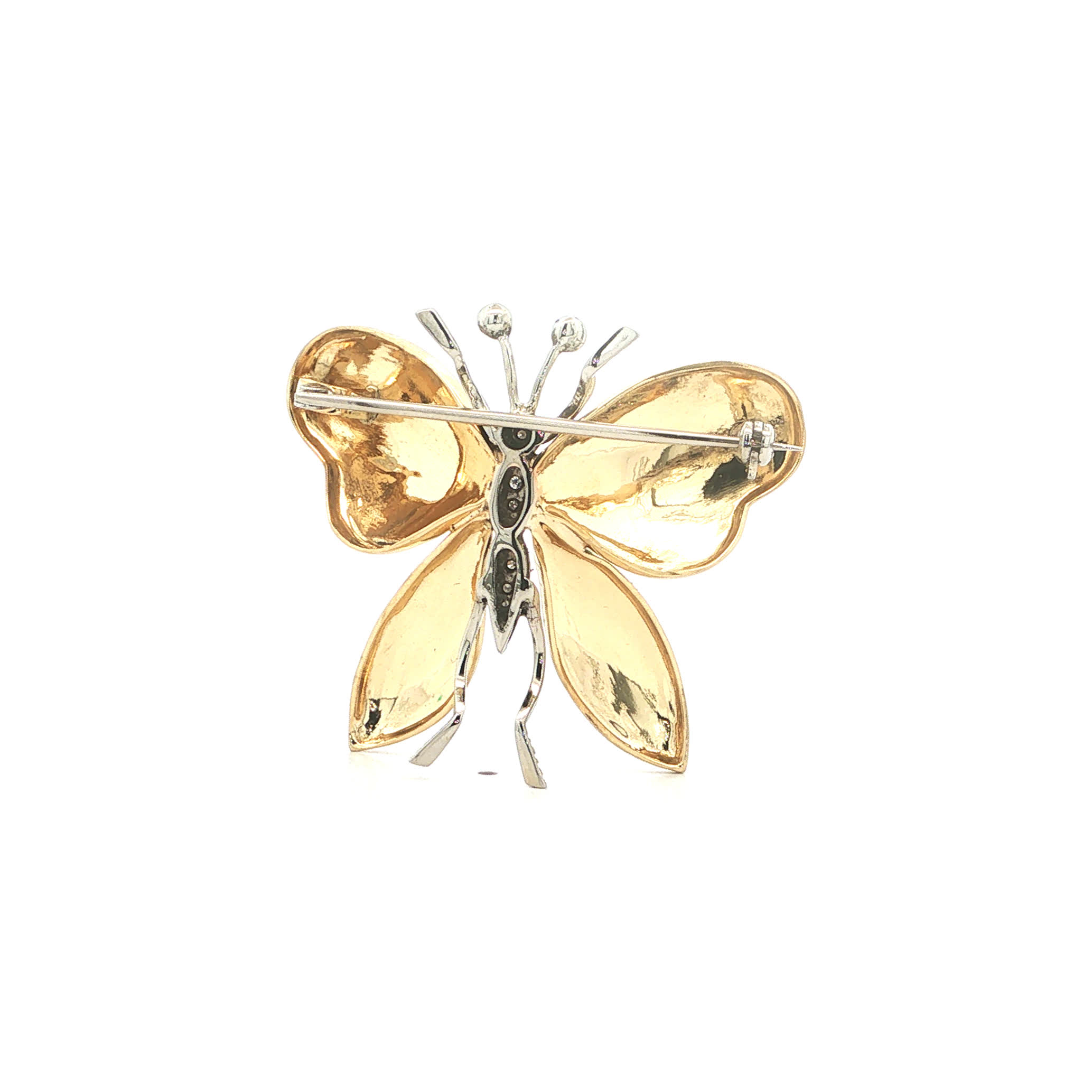 "Emaillierter Falter" - Vintage Brosche in 18kt Gelbgold mit Diamanten - Juwelier Steiger
