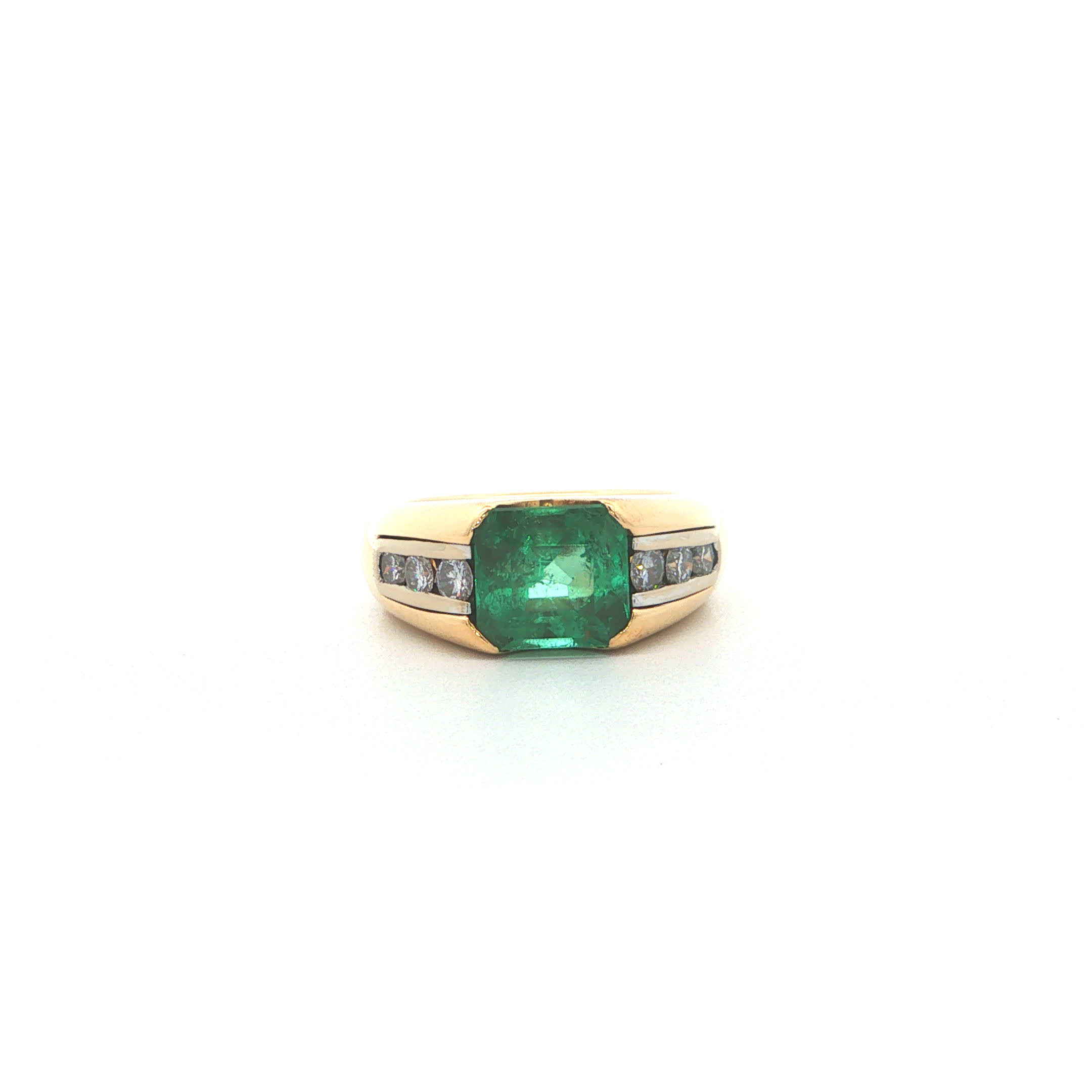 "Emerald Majesty" - Imposanter Vintage Ring mit Smaragd & Brllanten in 18kt Gelbgold - Juwelier Steiger