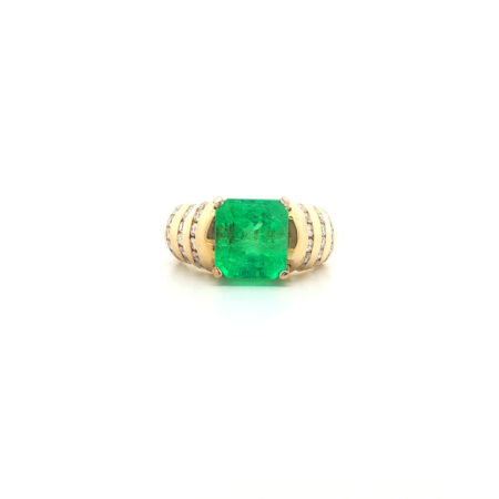 "Emerald Majesty" - Vintage Ring in 18kt Gelbgold mit Smaragd & Brillanten