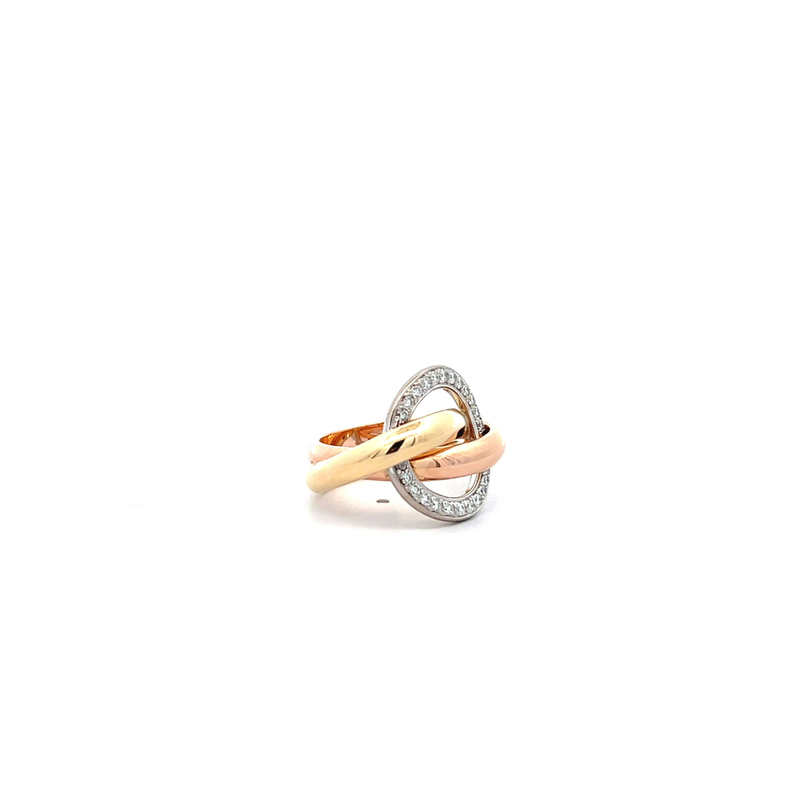 "Entrelacés C de Cartier" - Vintage Cartier Ring in 18kt Gold mit Brillanten - Juwelier Steiger