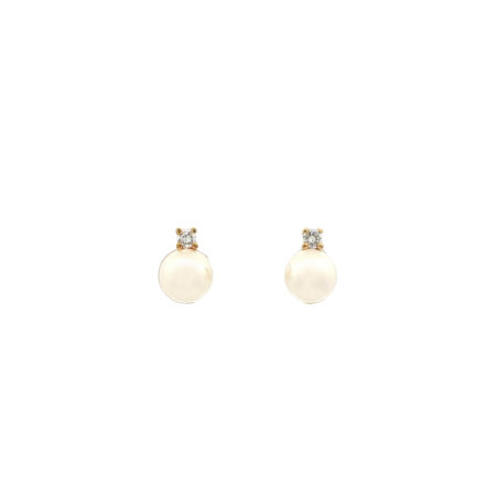 "Feines Perlenlicht" - Vintage Ohrstecker mit Perle & Brillant in 14kt Gelbgold