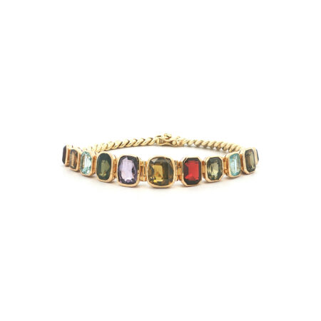 "Fifties in Colour" - Vintage Armband in 14kt Gelbgold mit Edelsteinen aus 585er Gelbgold - Juwelier Steiger