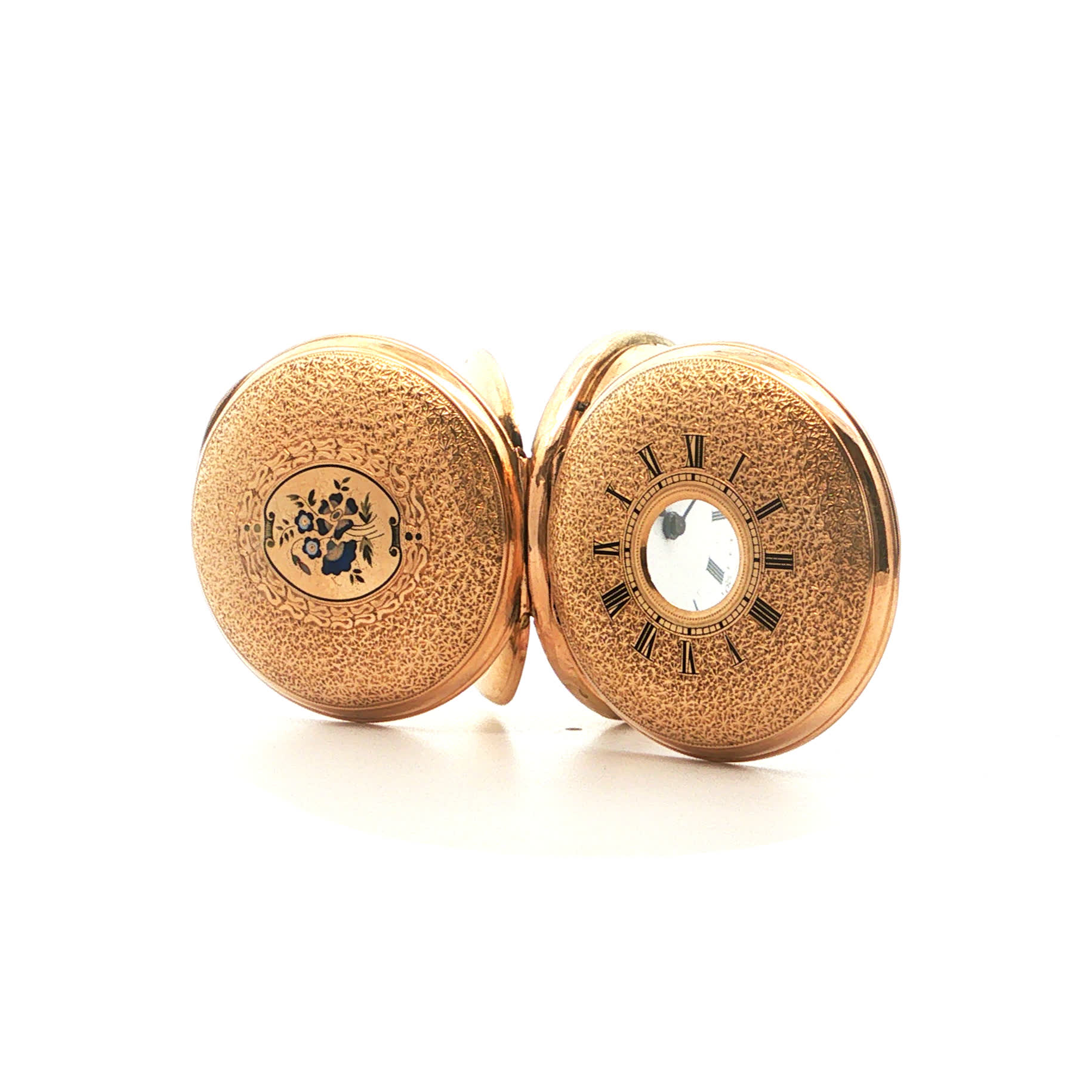 "Fleur de Genéve" - Antike Savonnette Taschenuhr mit Emaillemedaillon - Juwelier Steiger