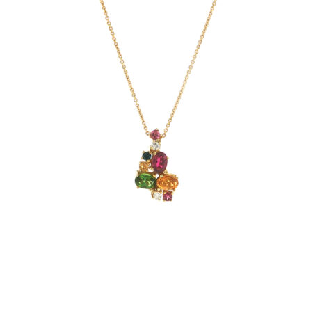 "Gemstone Confetti" - Vintage Anhänger in 14kt Gelbgold mit Farbsteinen