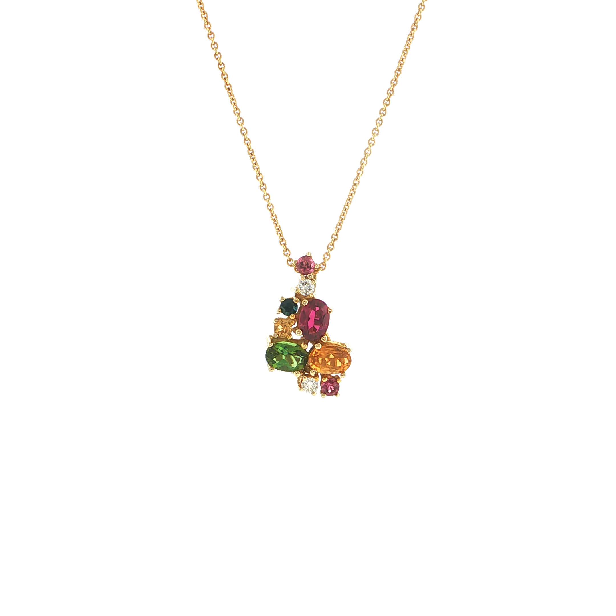 "Gemstone Confetti" - Vintage Anhänger in 14kt Gelbgold mit Farbsteinen - Juwelier Steiger