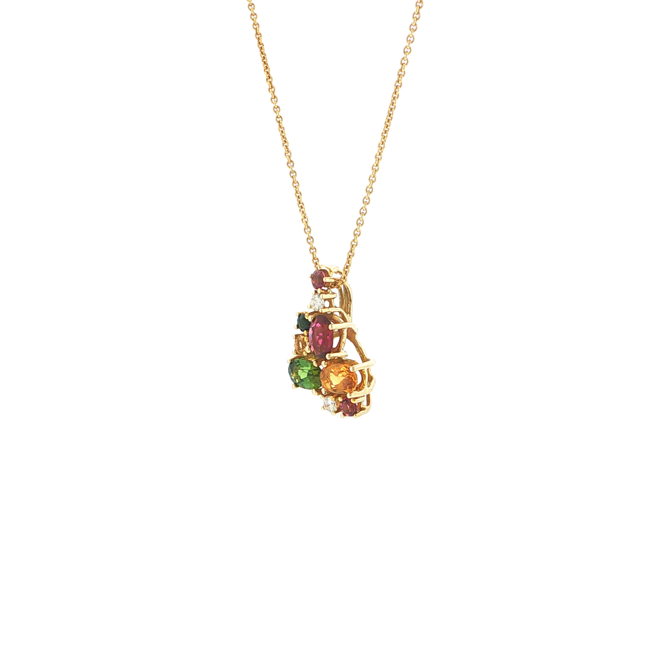 "Gemstone Confetti" - Vintage Anhänger in 14kt Gelbgold mit Farbsteinen - Juwelier Steiger