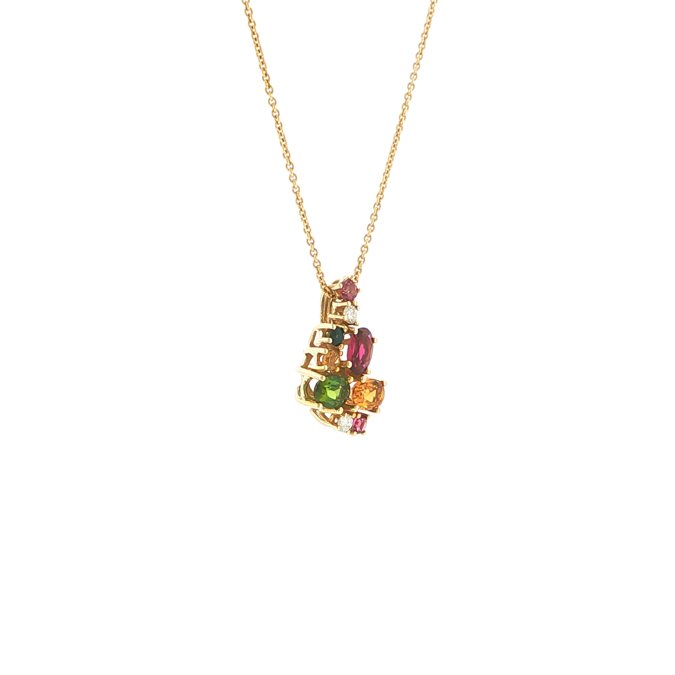 "Gemstone Confetti" - Vintage Anhänger in 14kt Gelbgold mit Farbsteinen - Juwelier Steiger