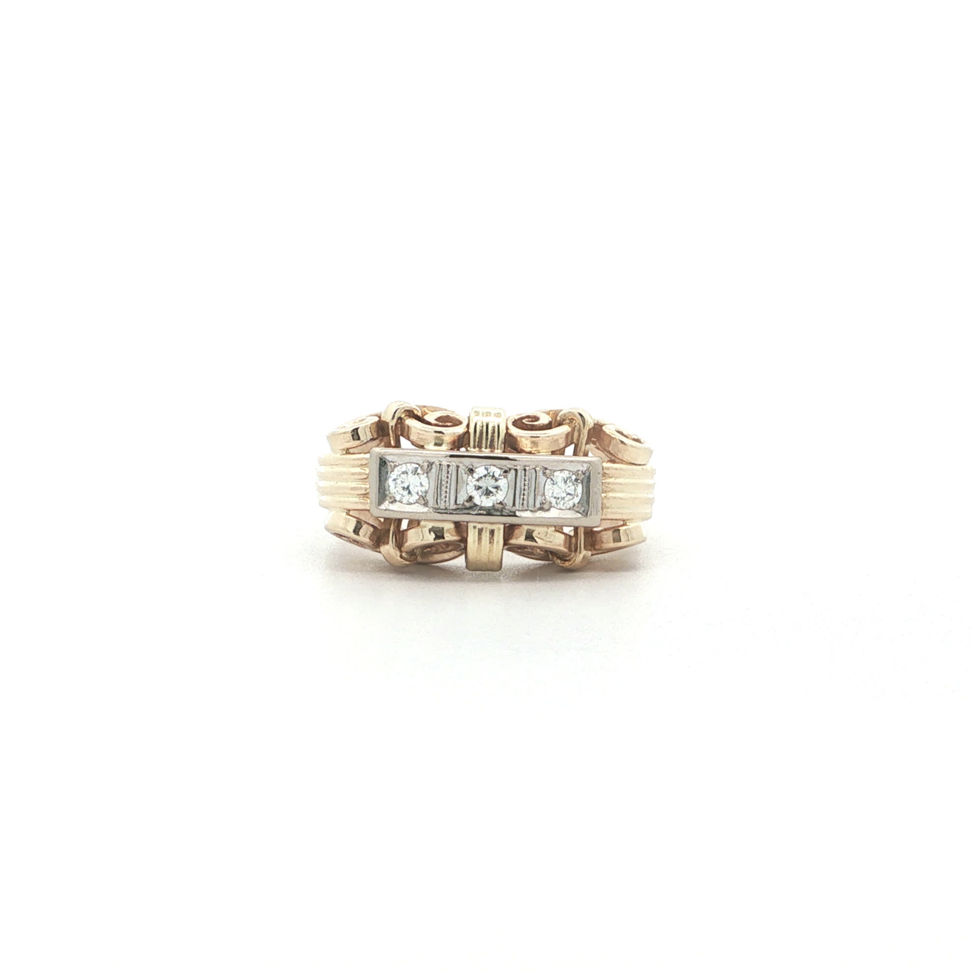 "Golden 40s" - Vintage Ring in 14kt Gelbgold mit Brillanten - Juwelier Steiger