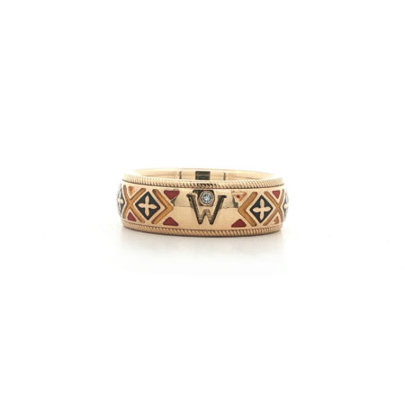 "Golden Mosaic" - Moderner Wellendorff Ring in 18kt Gelbgold mit Emaille