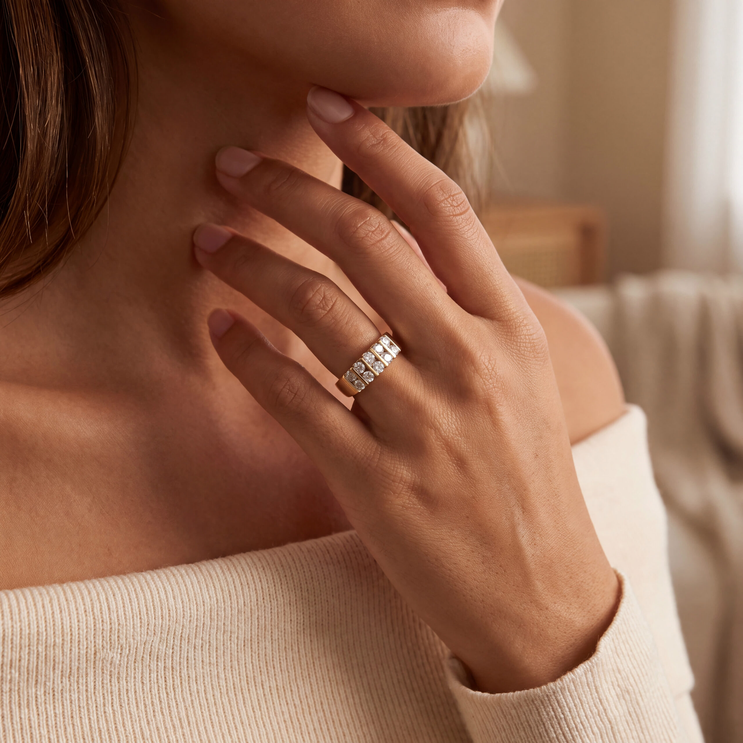 "Golden Scala" Vintage Ring in 14 Karat Gelbgold mit Brillanten - Juwelier Steiger