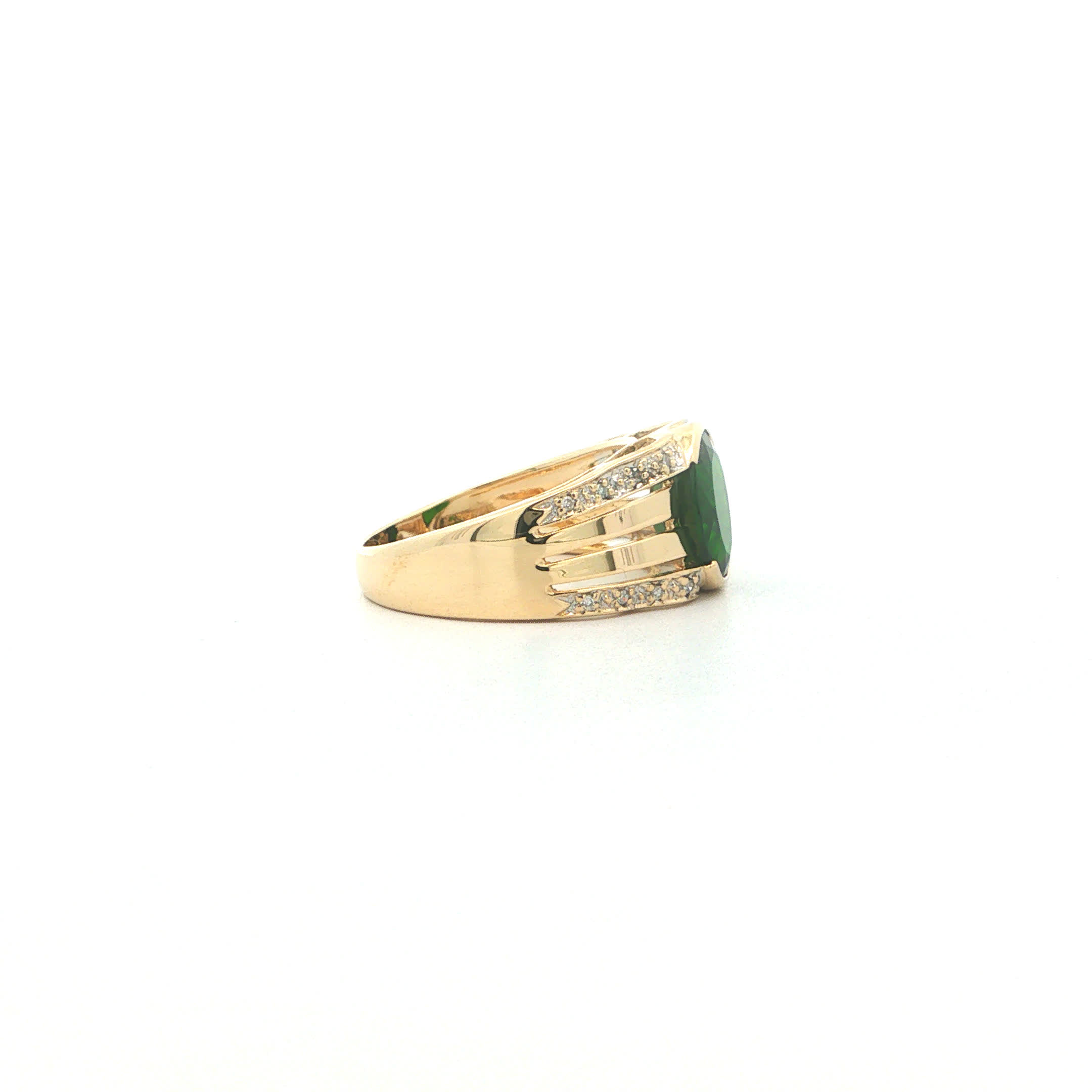 "Green Icon" - Vintage Ring in 14kt Gelbgold mit Turmalin & Diamanten - Juwelier Steiger