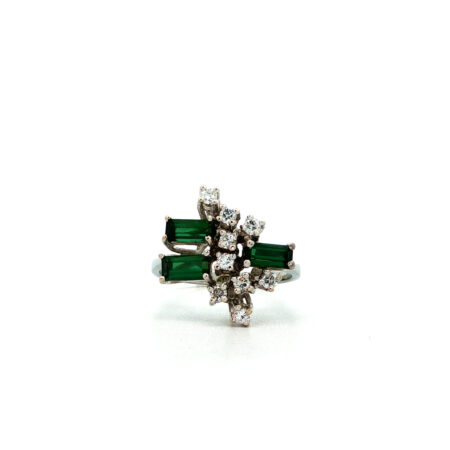 "Green Symphony" - Vintage Ring in 18kt Weißgold mit Turmalinen