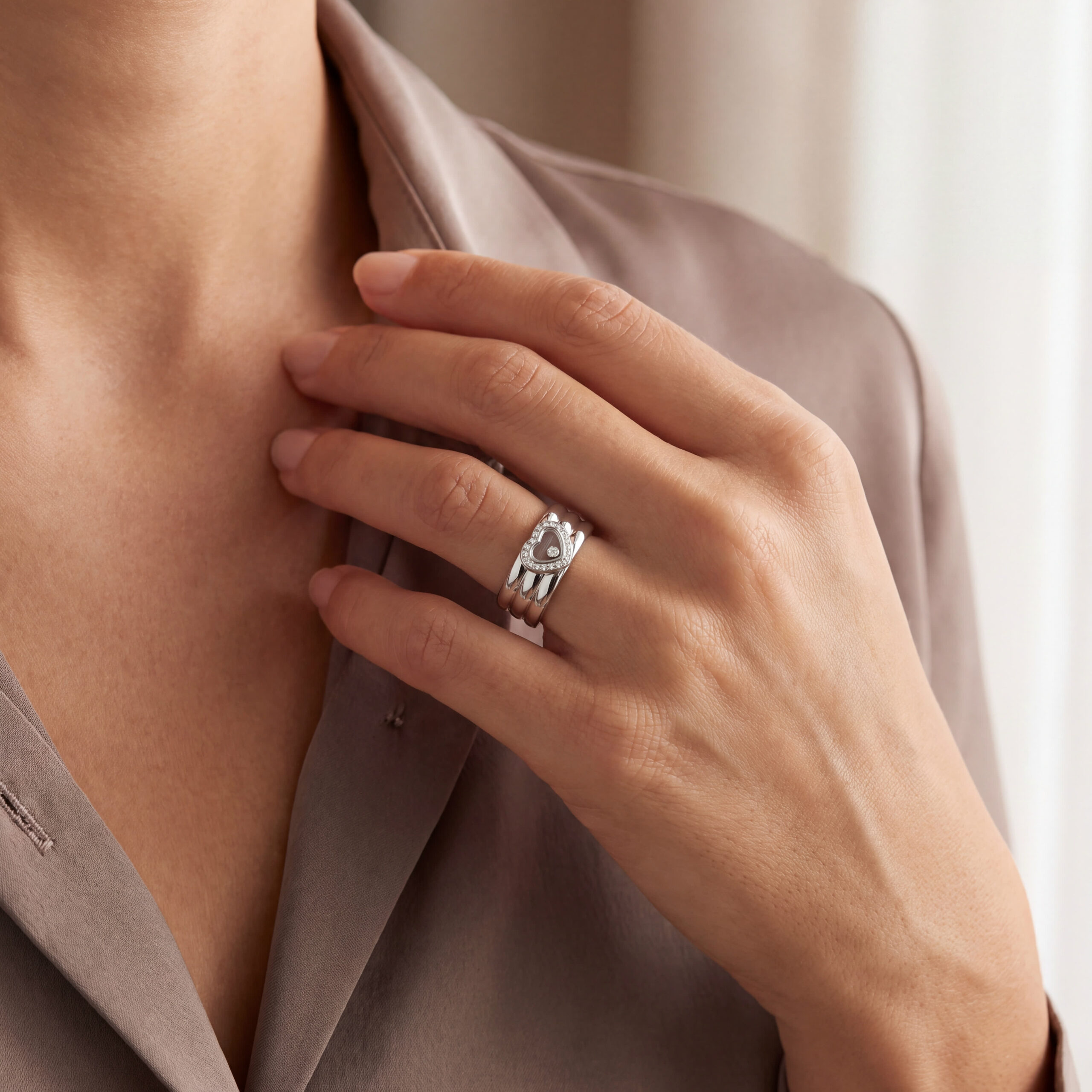 "Happy heart" - Vintage Ring in 18 Karat Wei√ügold - Juwelier Steiger