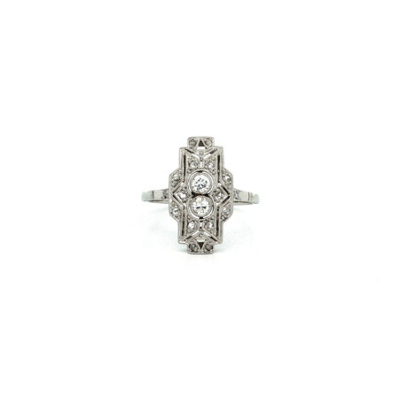 "It´s Art Déco" - Antiker Ring in 14kt Weißgold mit Diamanten