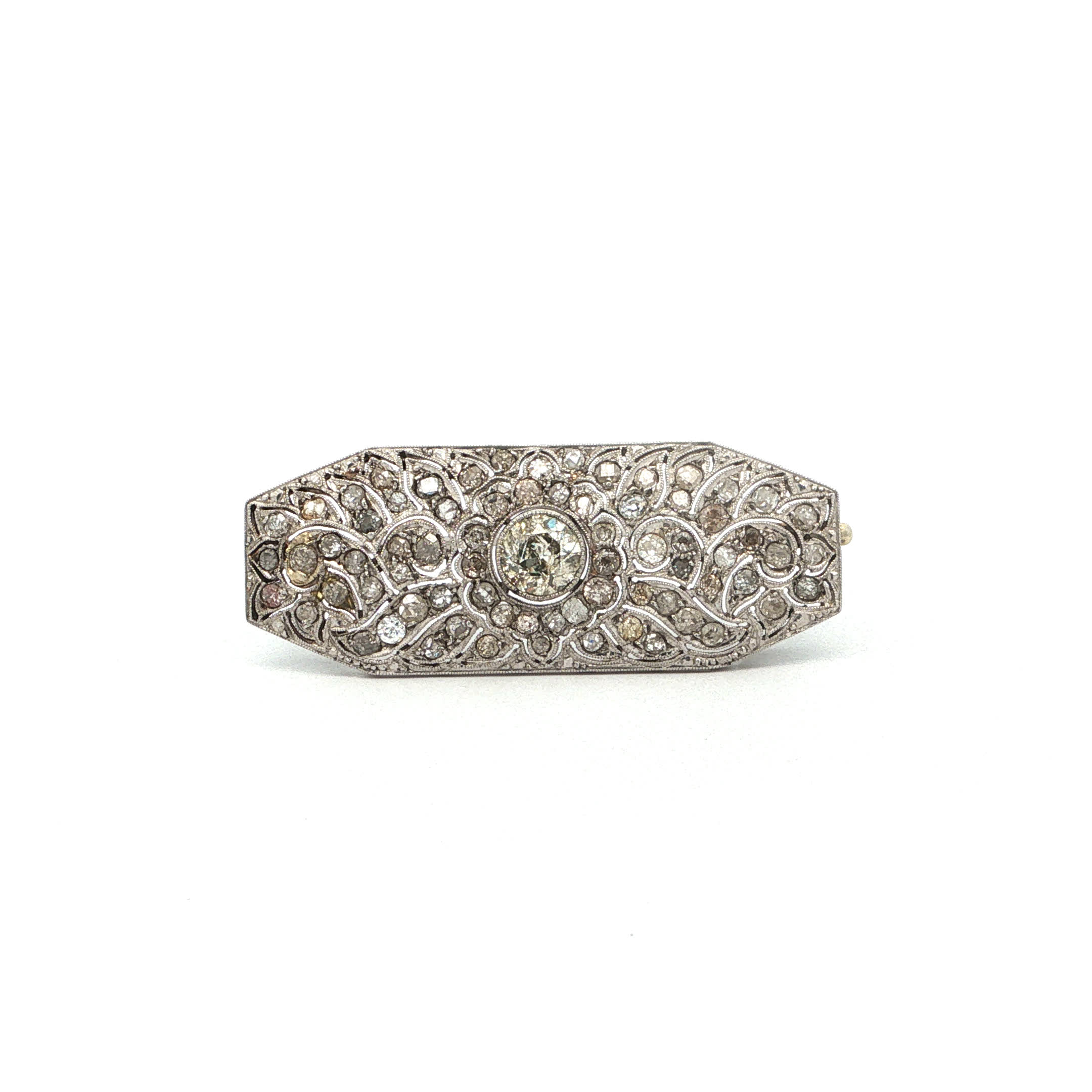 "Jardin de Diamants" - Antike Brosche mit Diamanten im Altschliff zus. ca. 1,70ct - Juwelier Steiger