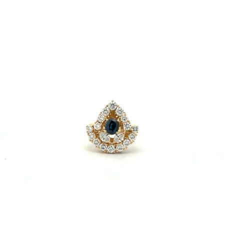 "Königliche Nacht" - Vintage Ring in 18kt Gelbgold mit blauem Saphir & Brillanten