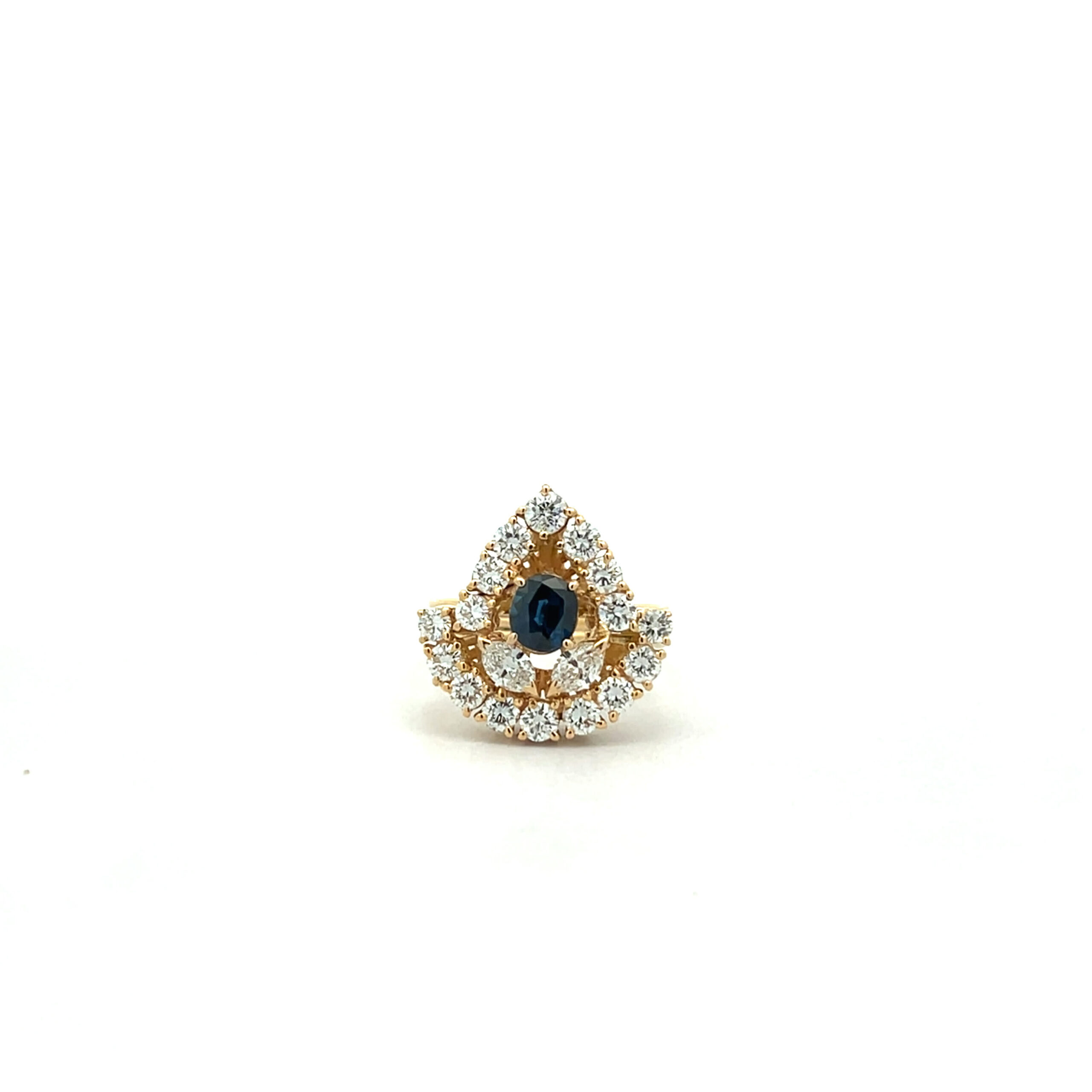 "Königliche Nacht" - Vintage Ring in 18kt Gelbgold mit blauem Saphir & Brillanten - Juwelier Steiger