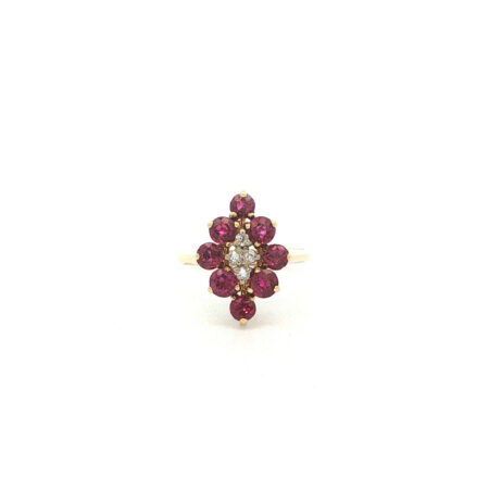"La Vie en Rouge" - Vintage Ring in 14kt Gelbgold mit Rubin & Diamanten