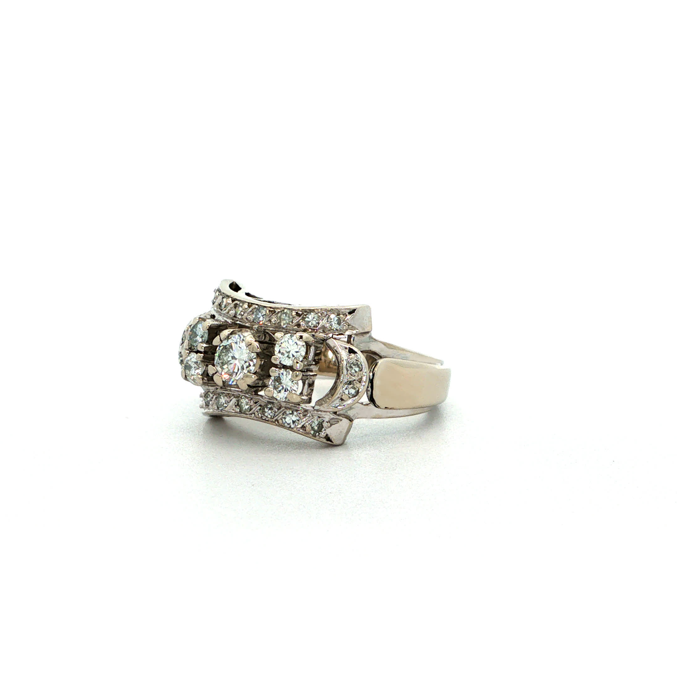 "Late Déco" - Vintage Ring in 14kt Weißgold mit Brillanten - Juwelier Steiger