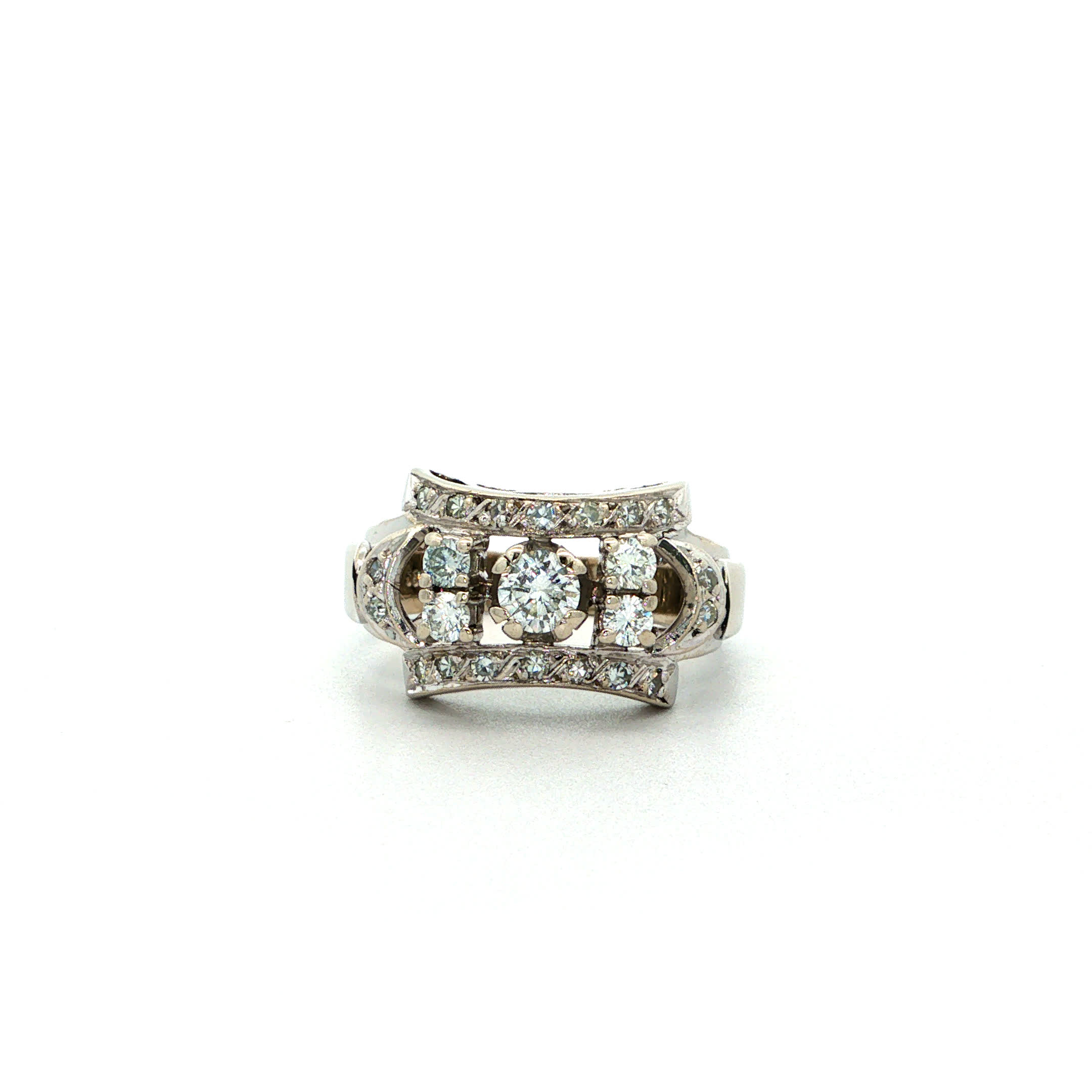 "Late Déco" - Vintage Ring in 14kt Weißgold mit Brillanten - Juwelier Steiger