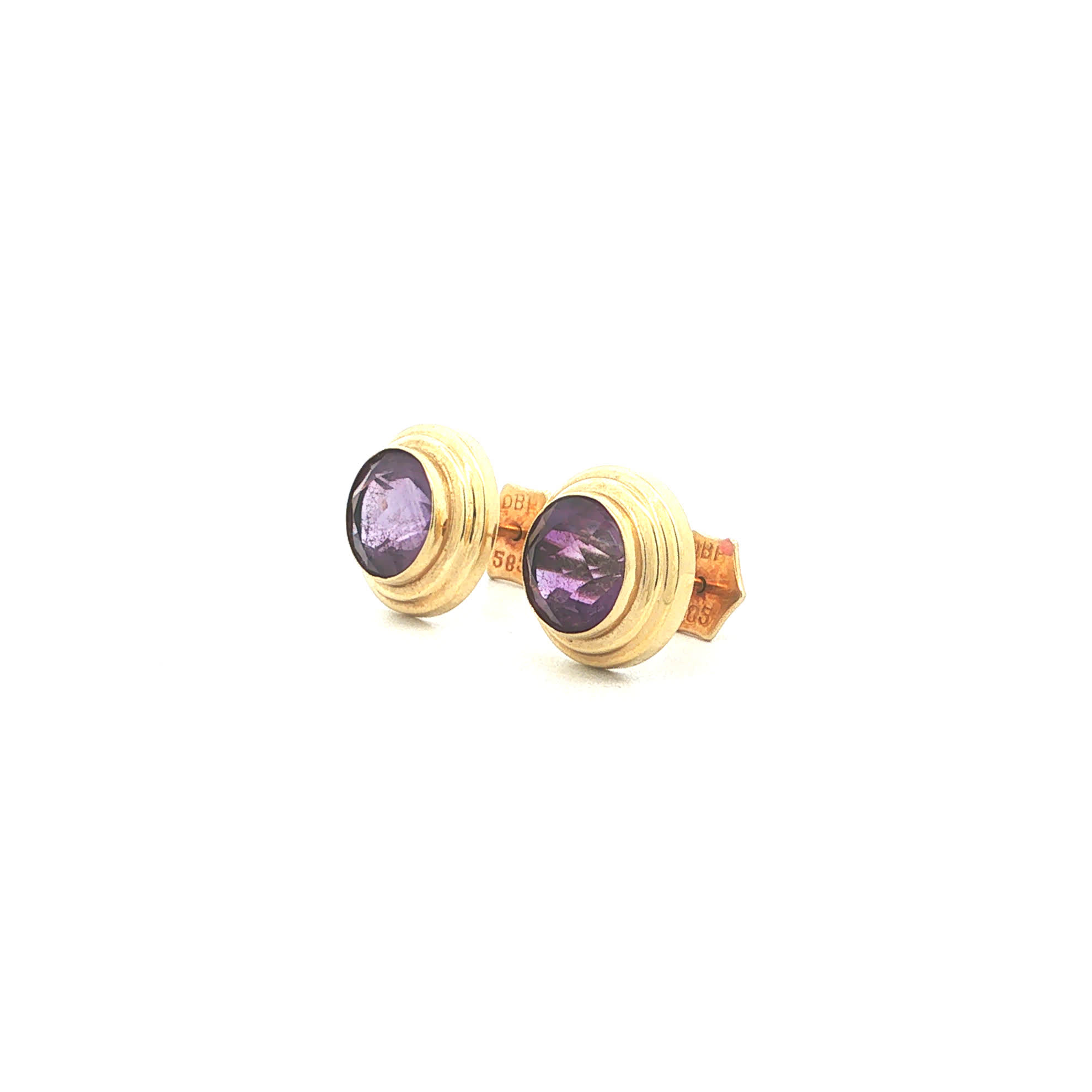 "Lila Love" - Vintage Ohrstecker in 14kt Gelbgold mit Amethyst - Juwelier Steiger