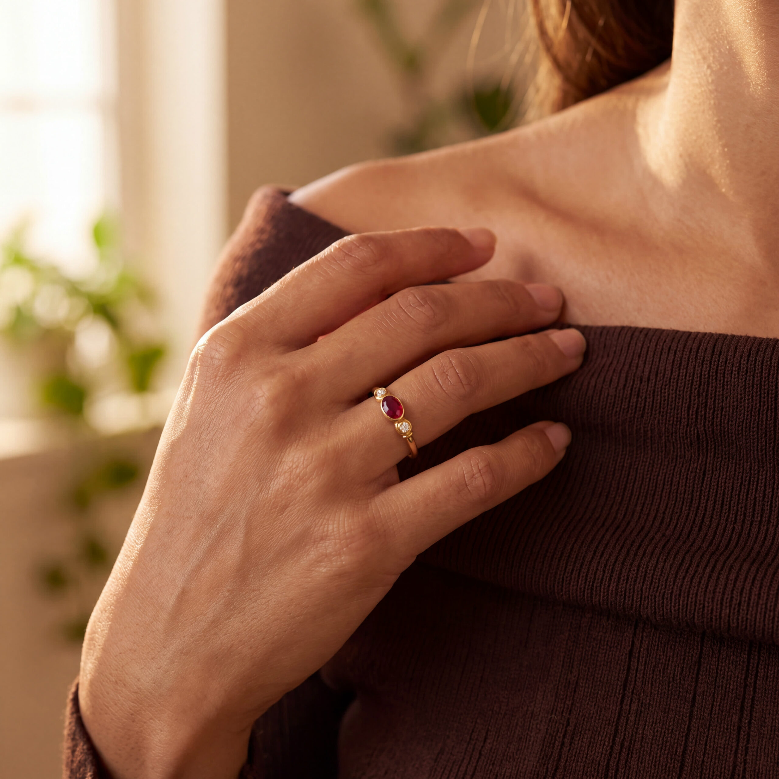 "Little Ruby" - Vintage Ring in 18kt Gelbgold mit Rubin & Brillanten - Juwelier Steiger