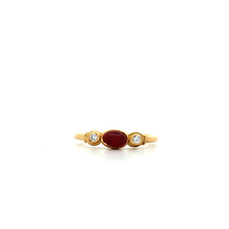 "Little Ruby" - Vintage Ring in 18kt Gelbgold mit Rubin & Brillanten