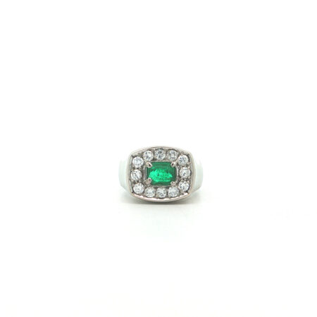 "Little Sultana" - Vintage Ring 18 Karat Weißgold mit Smaragd & Diamanten