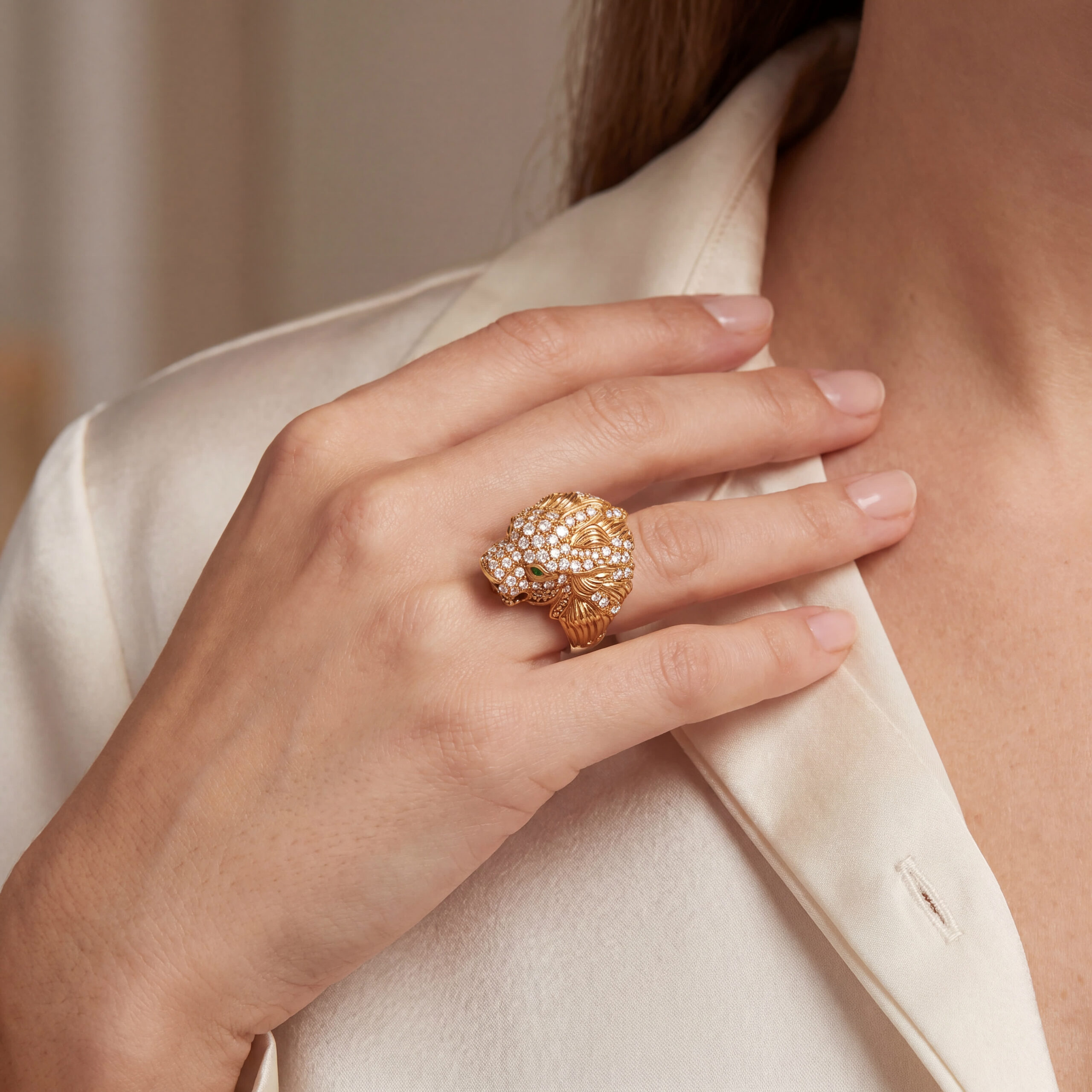 "Löwenherz" - Vintage Ring 18 Karat Gelbgold mit Diamanten - Juwelier Steiger