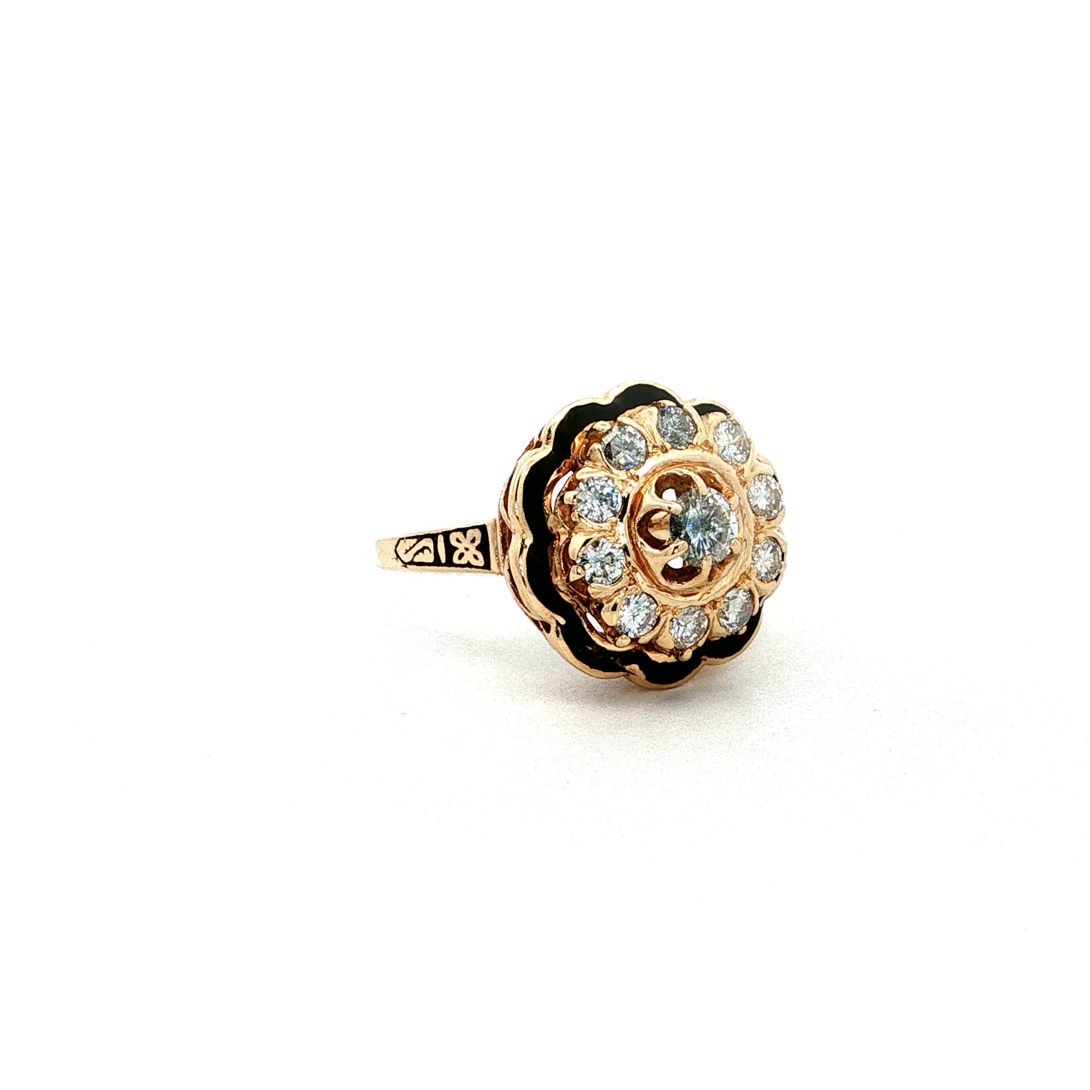 "Manhatten Midnight" - Vintage Ring aus 14kt Gold mit Emaille & Diamanten - Juwelier Steiger
