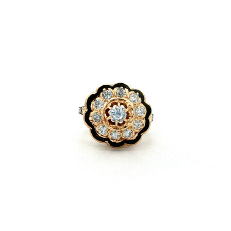 "Manhatten Midnight" - Vintage Ring aus 14kt Gold mit Emaille & Diamanten