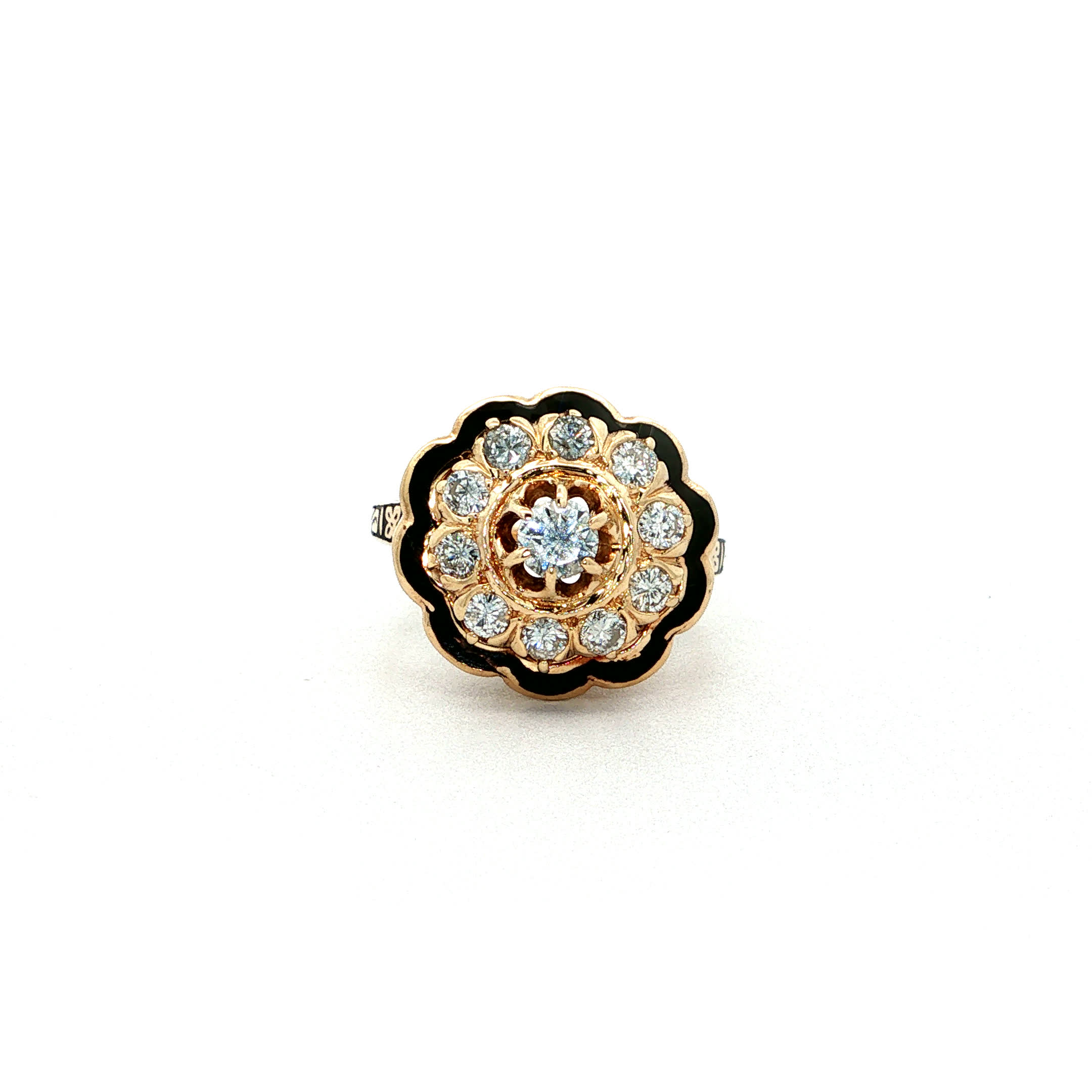 "Manhatten Midnight" - Vintage Ring aus 14kt Gold mit Emaille & Diamanten - Juwelier Steiger