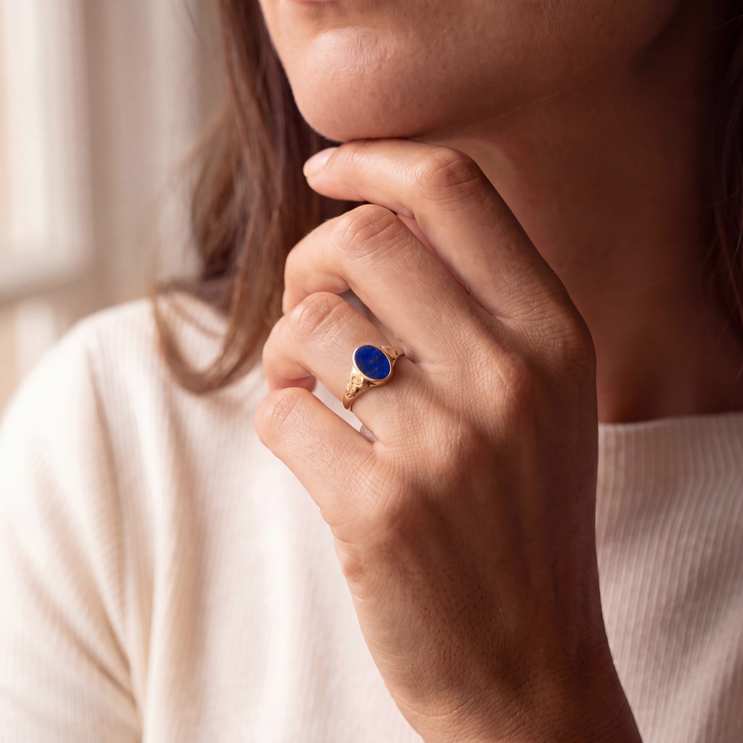 "Midnight 1920" - Antiker Ring in 14kt Gelbgold mit Lapis Lazuli - Juwelier Steiger
