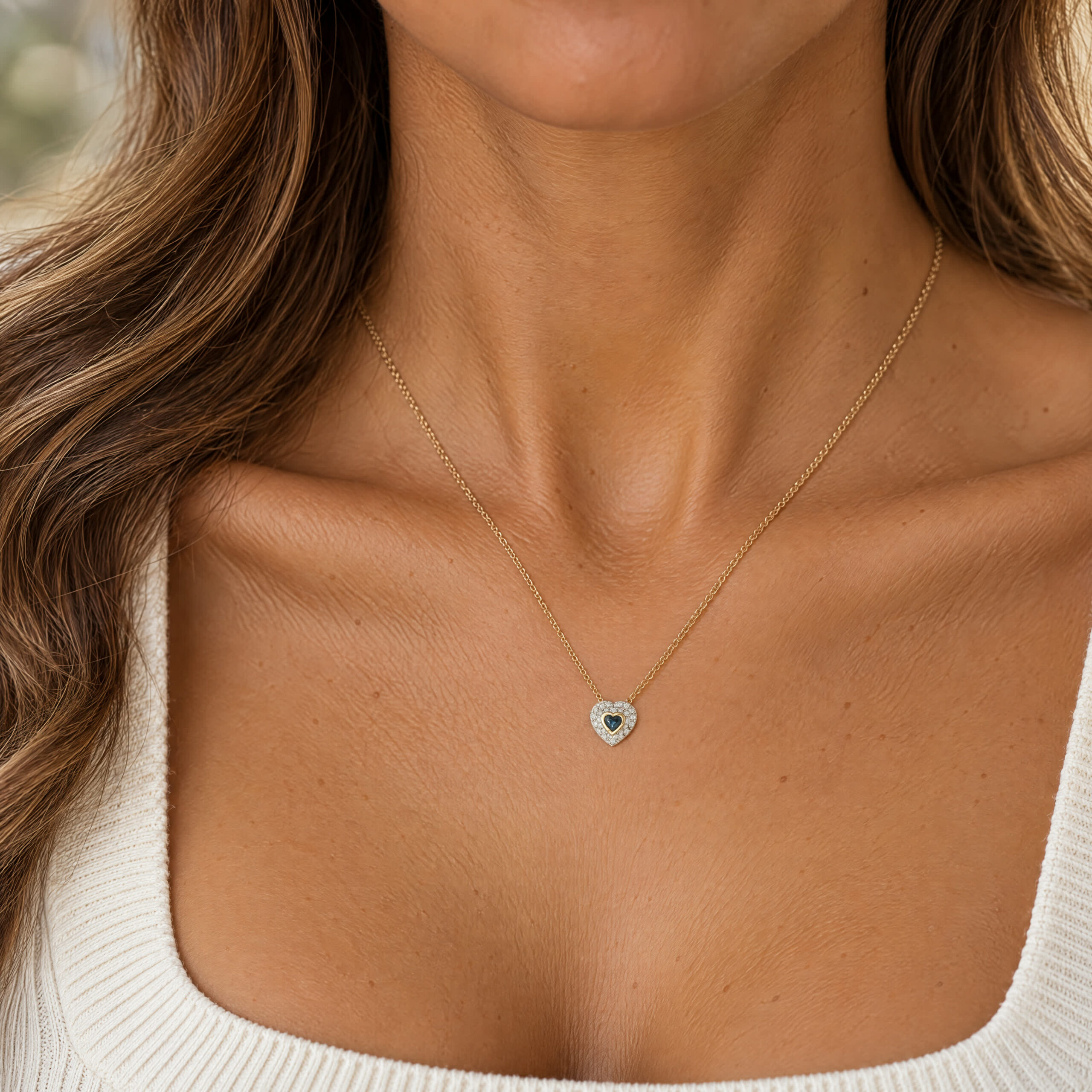 "Ocean´s Heart" - Vintage Kette in 18kt Gelbgold mit Saphir & Diamanten - Juwelier Steiger