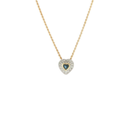 "Ocean´s Heart" - Vintage Kette in 18kt Gelbgold mit Saphir & Diamanten